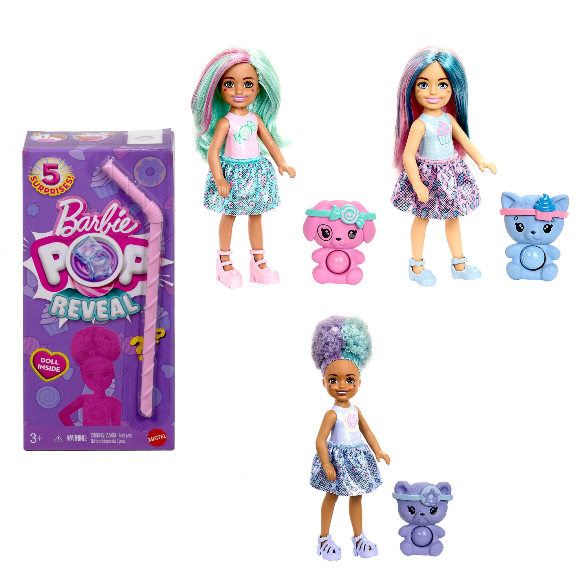 Barbie Chelsea Pop Reveal Doll Set - Treat Series with 5 Surprises, Scented & Color-Changing Play