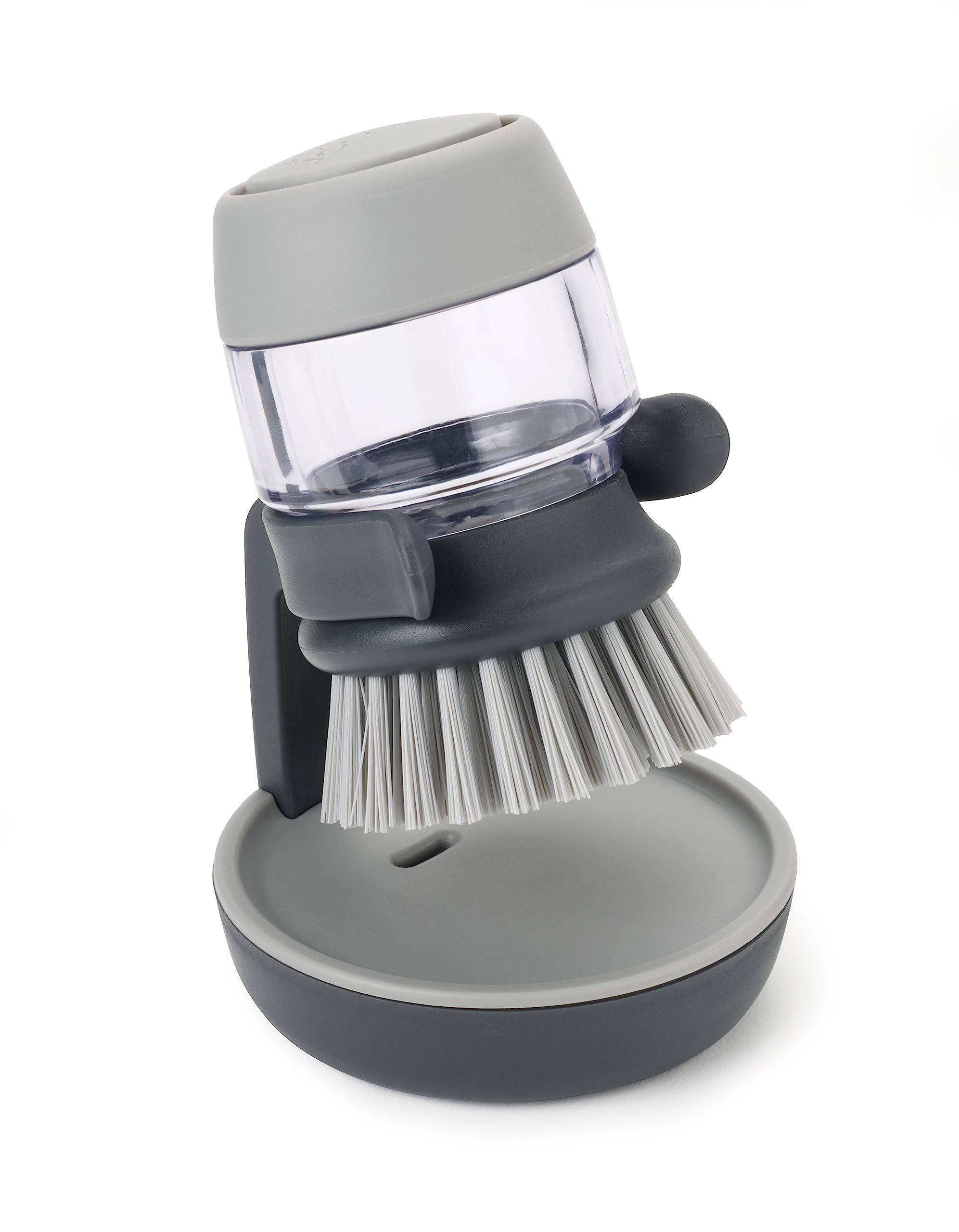 Joseph Joseph Palm Scrub Soap Dispensing Washing-Up Brush - Non-Scratch Bristles | Grey | Plastic