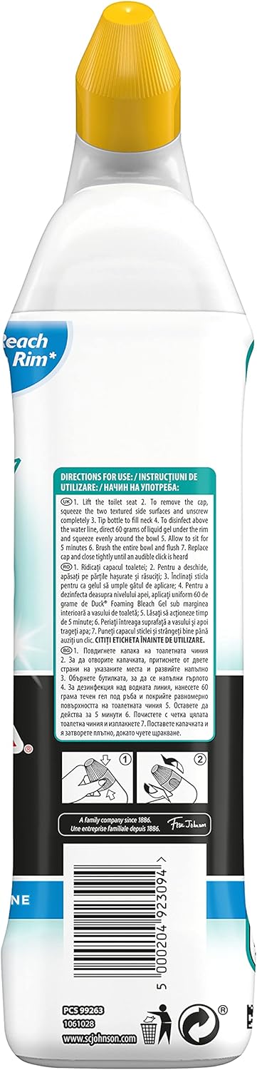 Duck - Extra Foaming Bleach Gel Toilet Cleaner, Marine Scent, 750ml 3