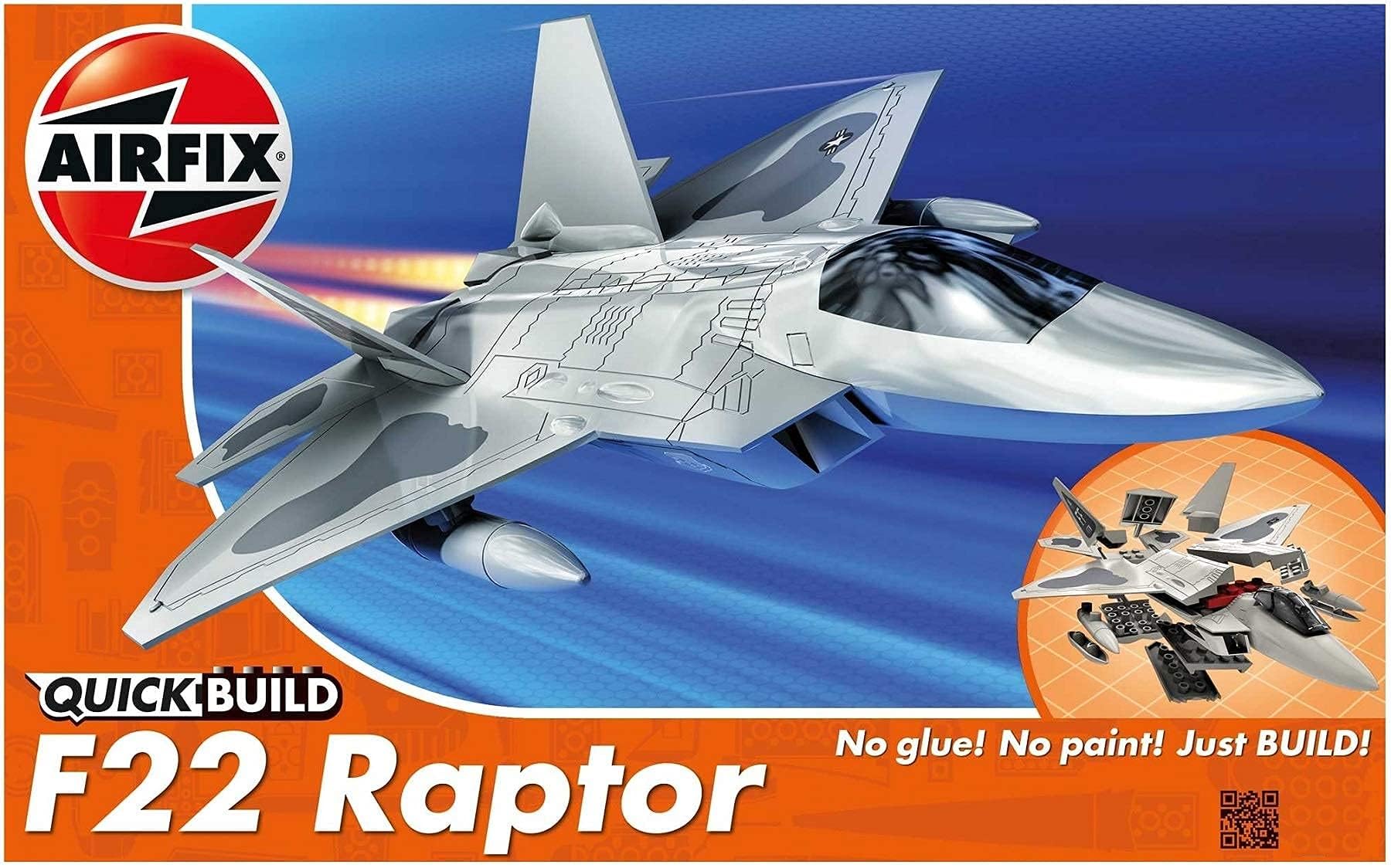 Airfix QUICKBUILD F22 Raptor Model Kit - Snap-Fit Fighter Jet for Kids 6+