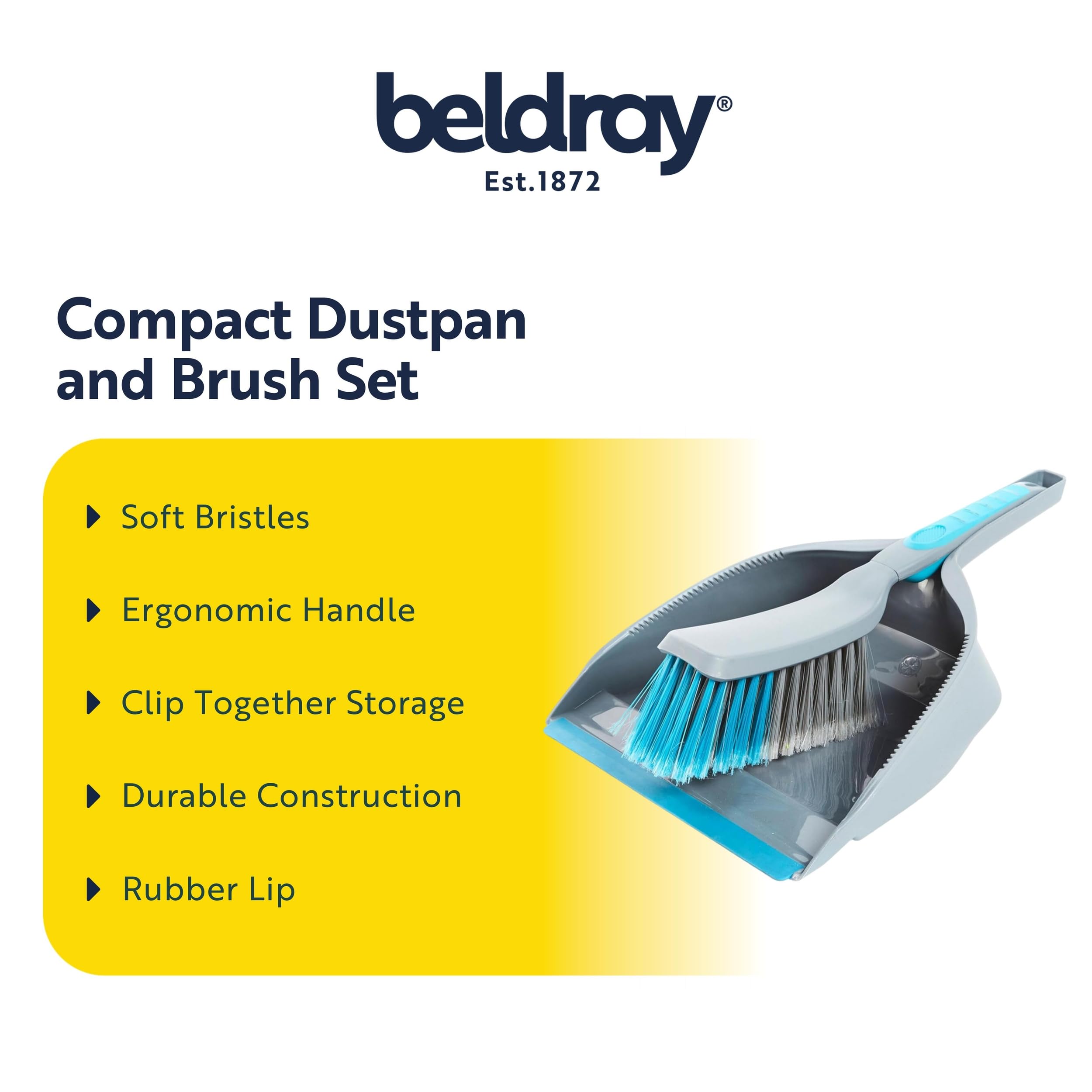 Beldray LA049254 Dustpan and Brush Set - Hardwearing Plastic for Floor Cleaning | Grey/Blue