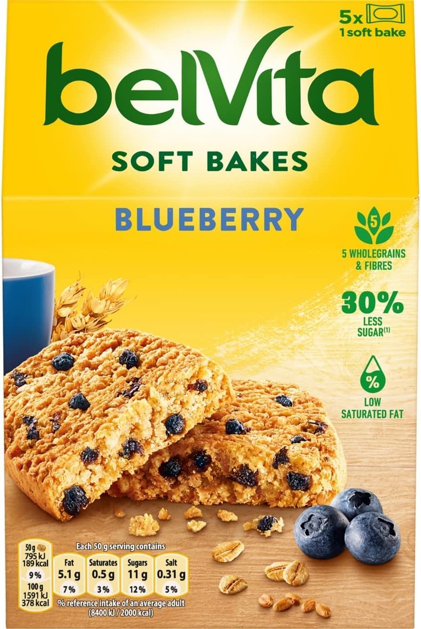 Belvita Breakfast Biscuits Soft Bakes Filled with Blueberry – Soft & Chewy On-the-Go Breakfast Snack