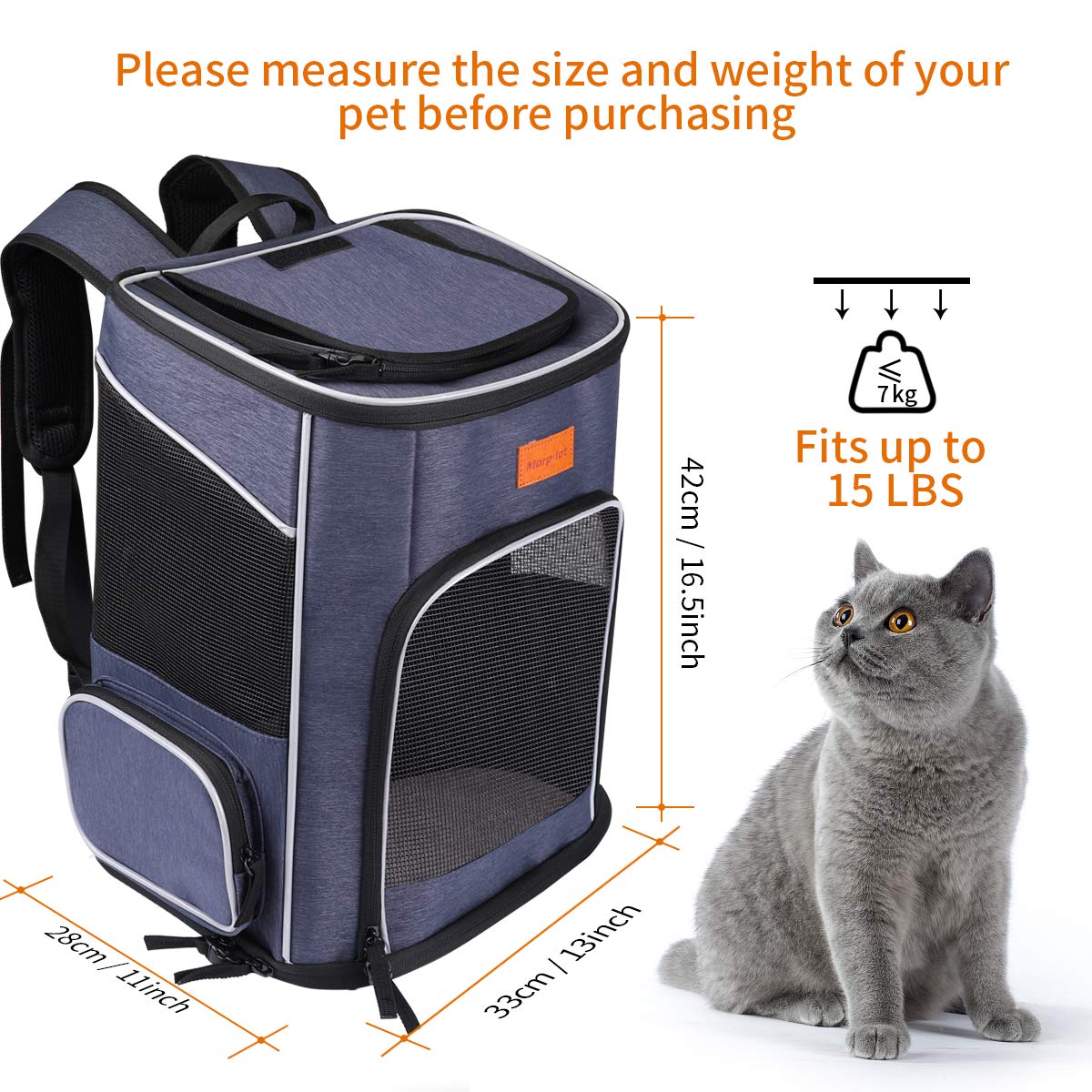 morpilot Pet Carrier Backpack - Airline Approved for Cats & Small Dogs up to 7 kg | Foldable 6