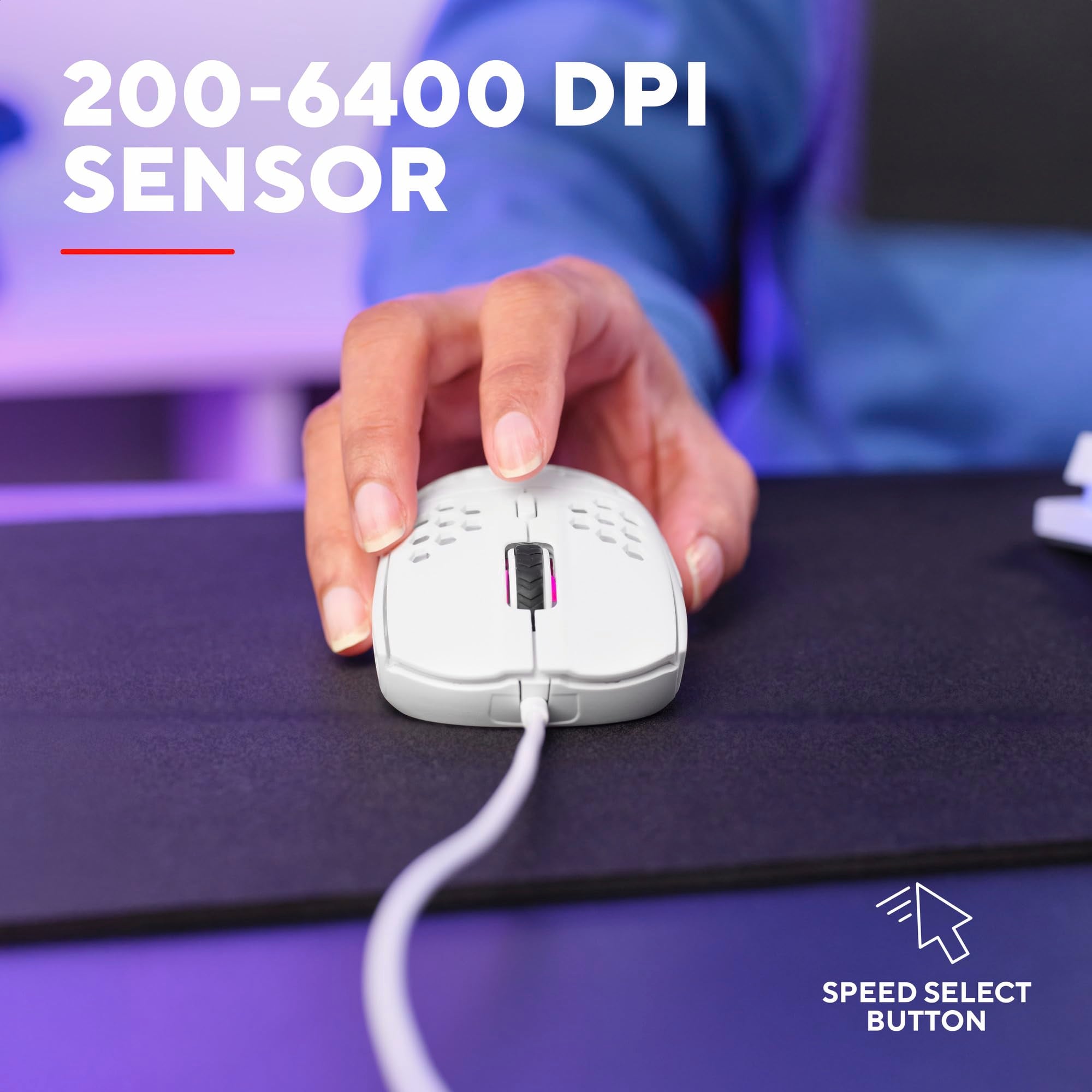 Trust Gaming GXT 928W Helox White Ultra-Lightweight 65g Wired Gaming Mouse with RGB Lighting 14