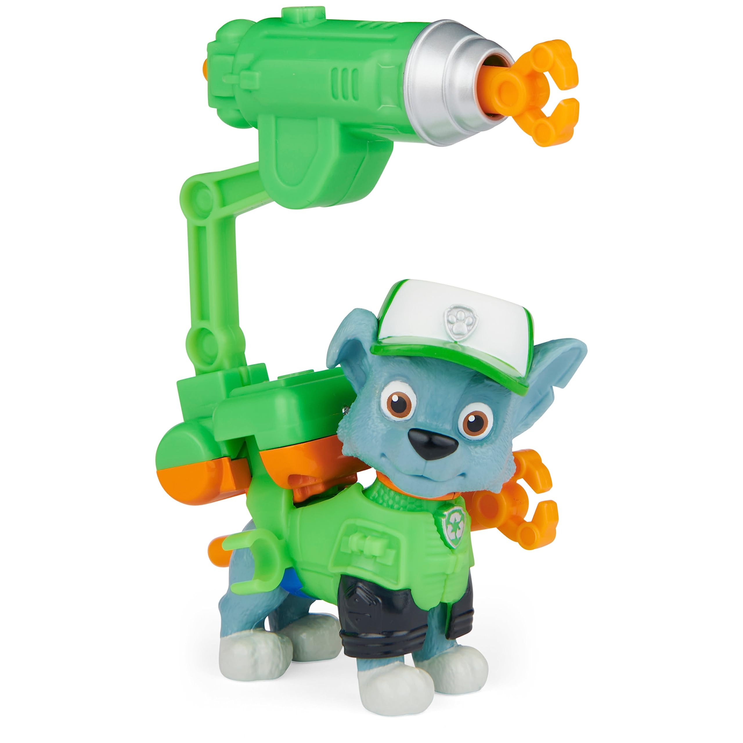 Paw Patrol Rocky Action Figure with Clip-on Backpack and 2 Projectiles - Movie Collectible Toy for Kids 3+ 7