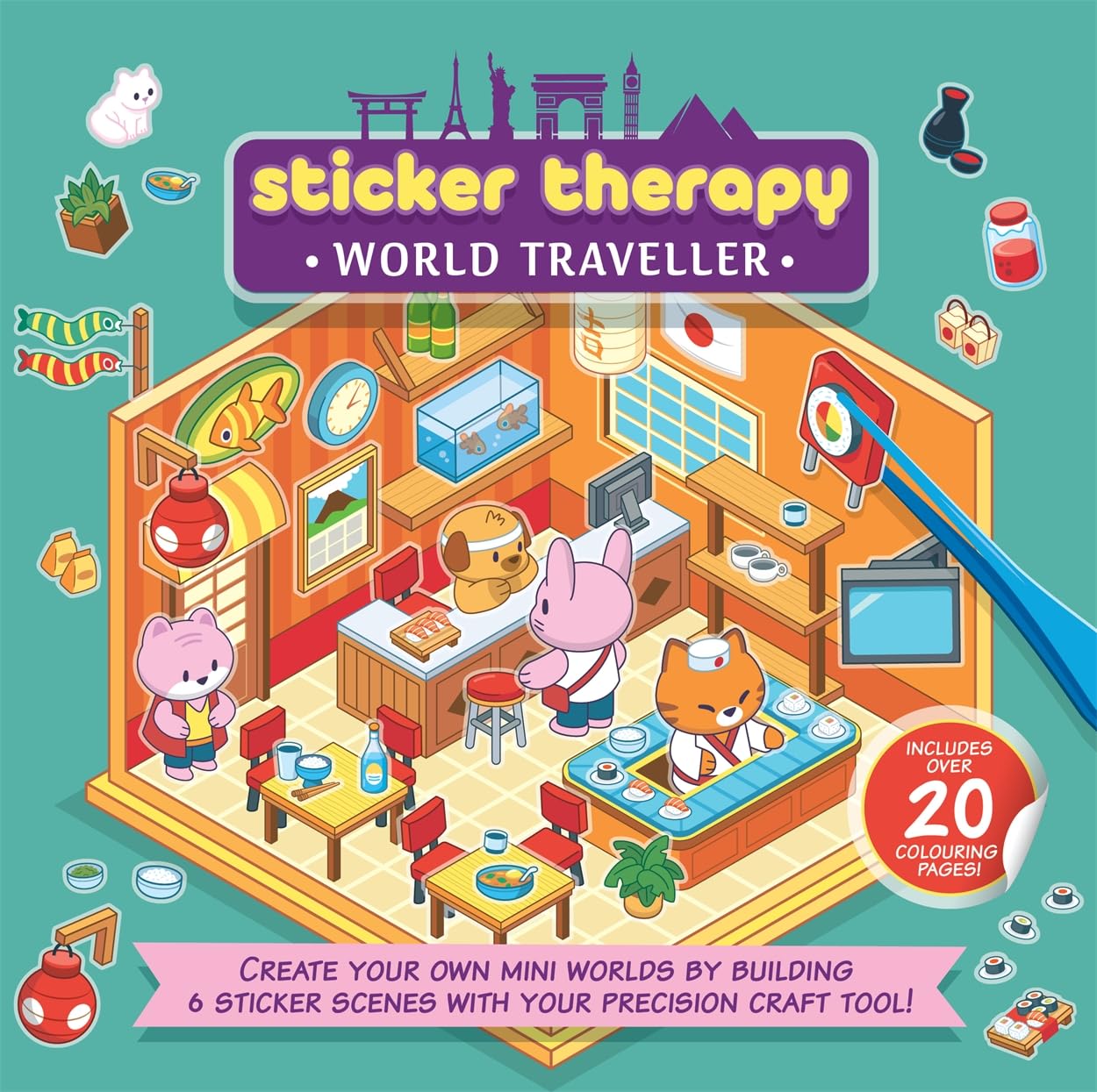 SparkPool Sticker Therapy: World Traveller - 3D Scene Design | 60 Pages | English