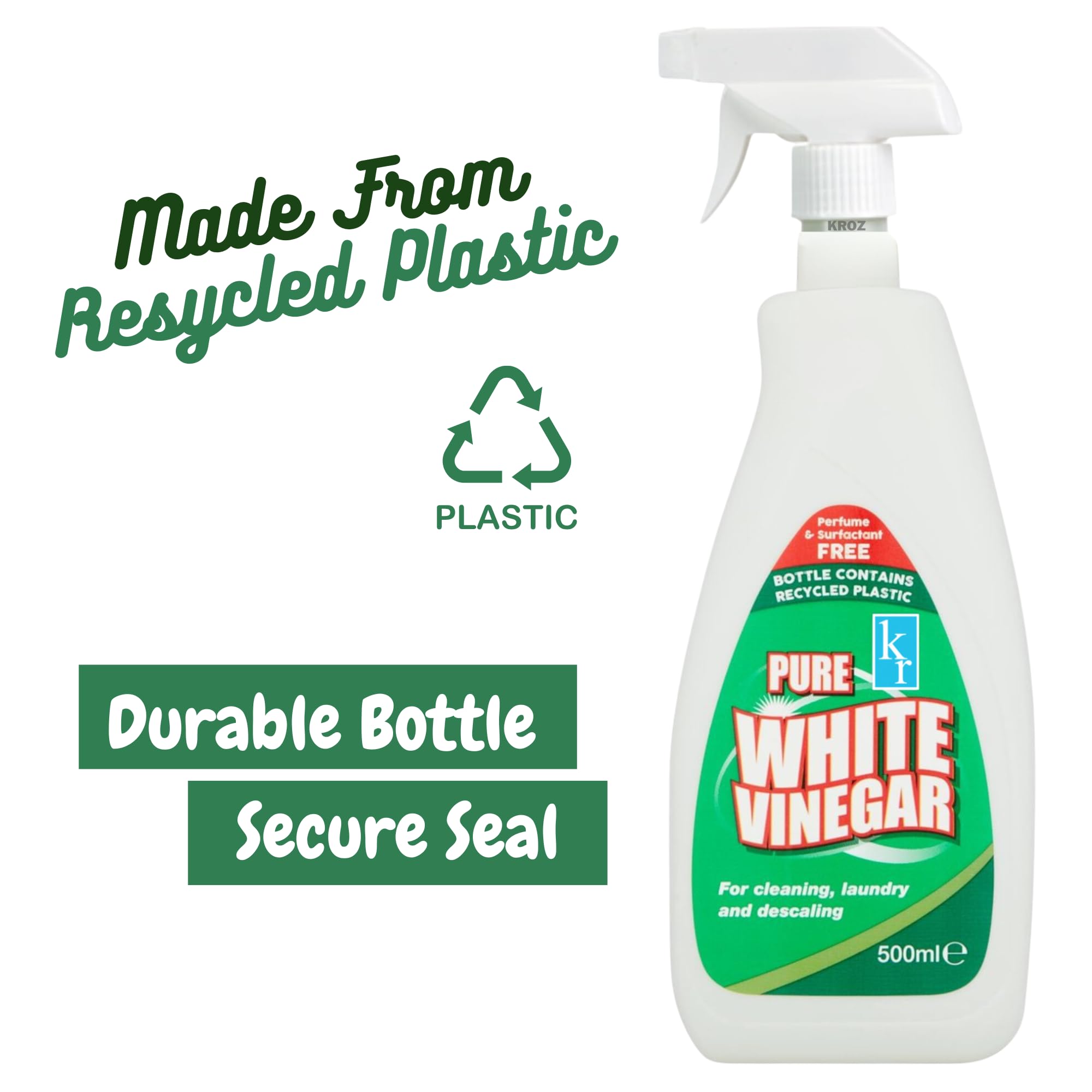 KROZ - 500ml White Vinegar Cleaning Spray with Lemon Scent 6