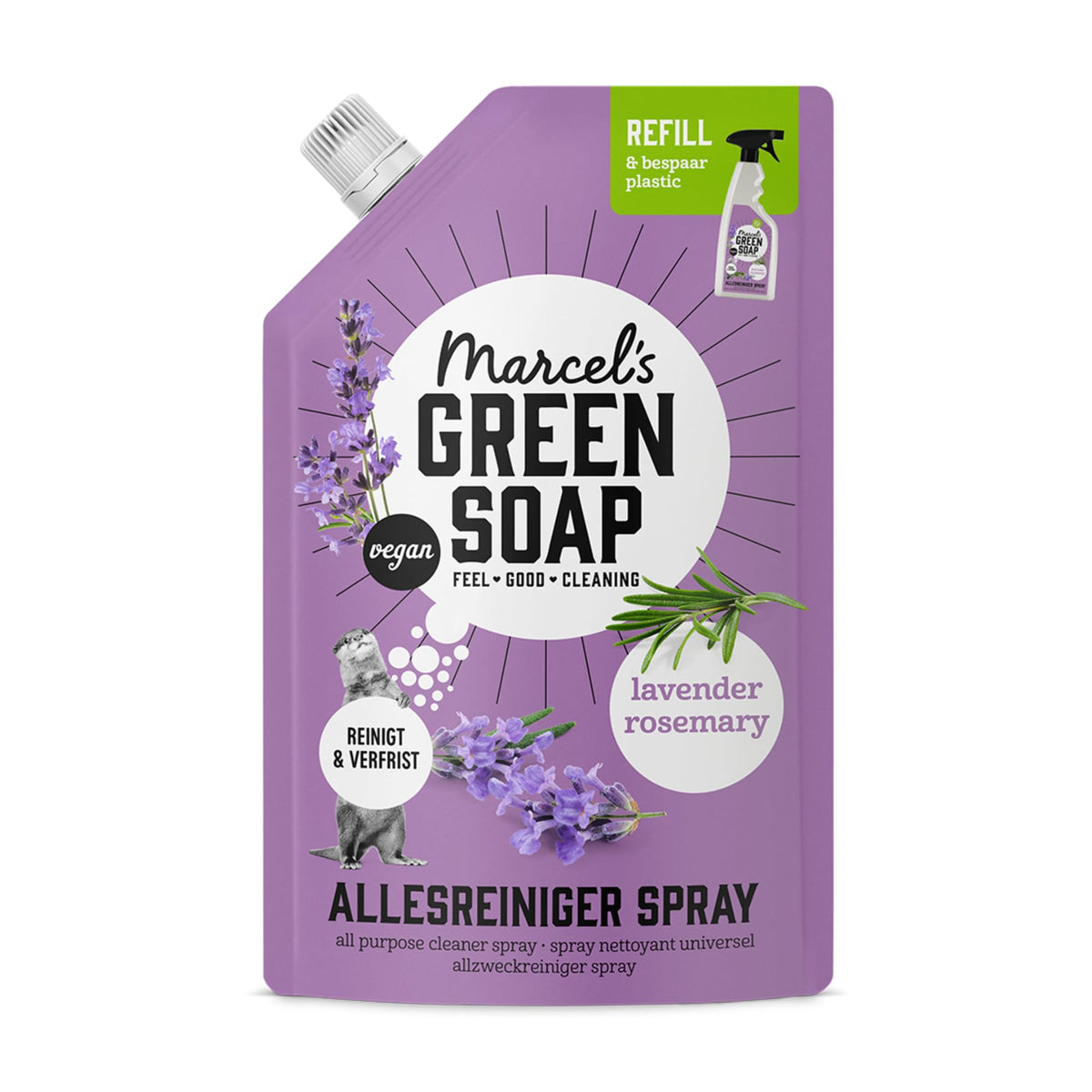 Marcel's Green Soap All-Purpose Cleaner Spray Refill - Lavender & Rosemary, 500 ml, Biodegradable