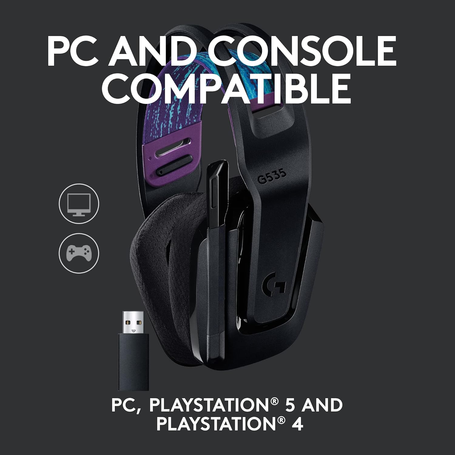 Logitech G G535 LIGHTSPEED Kabelloses Gaming-Headset – 40-mm-Treiber, leichte 236 g, USB Plug &amp; Play für PC und PlayStation 5