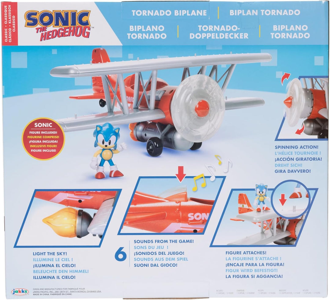 Sonic The Hedgehog Tornado Biplane Playset - 2.5" Sonic Figure Included, Ages 3+