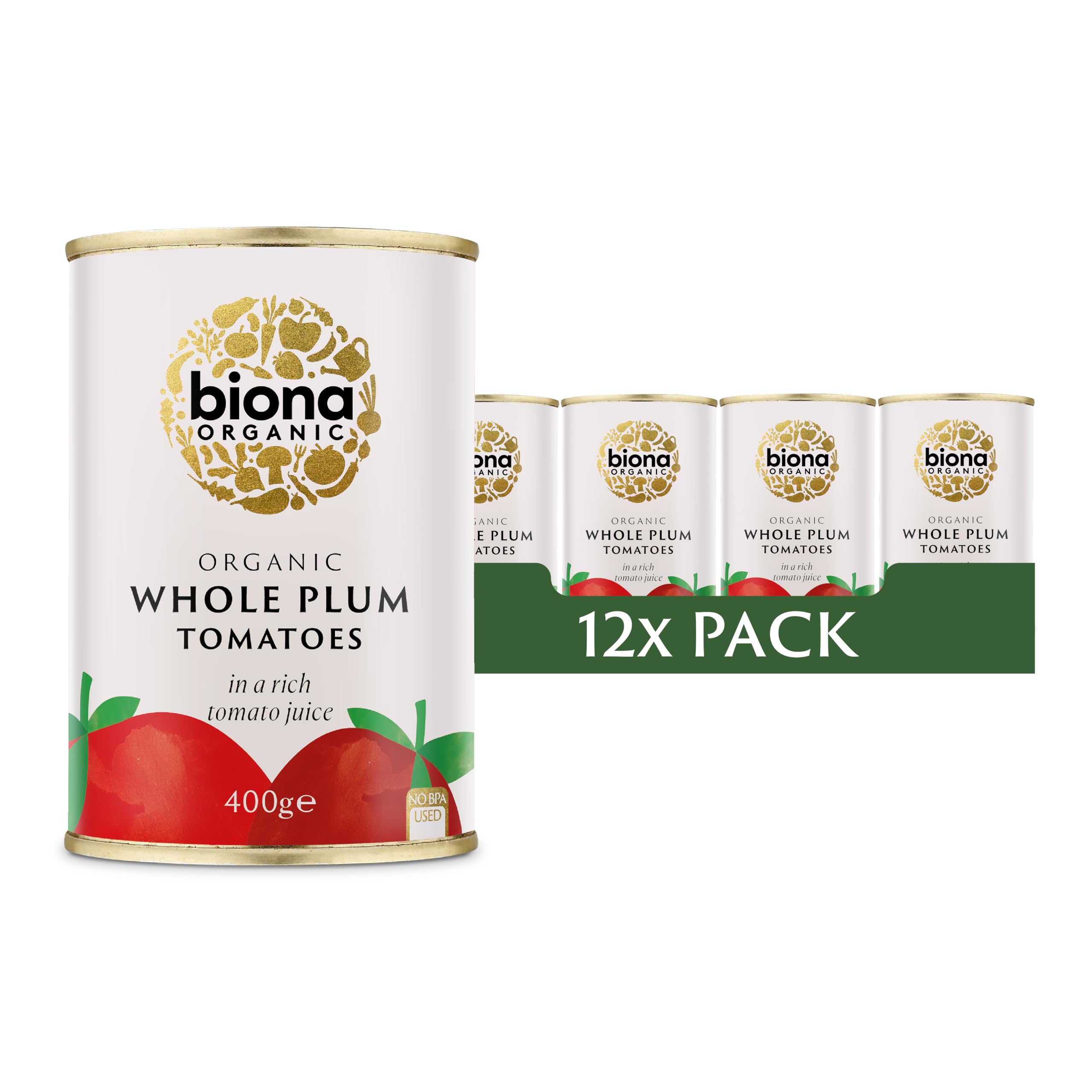 Biona Organic Whole Plum Peeled Tomatoes - Certified Organic | 400g Can
