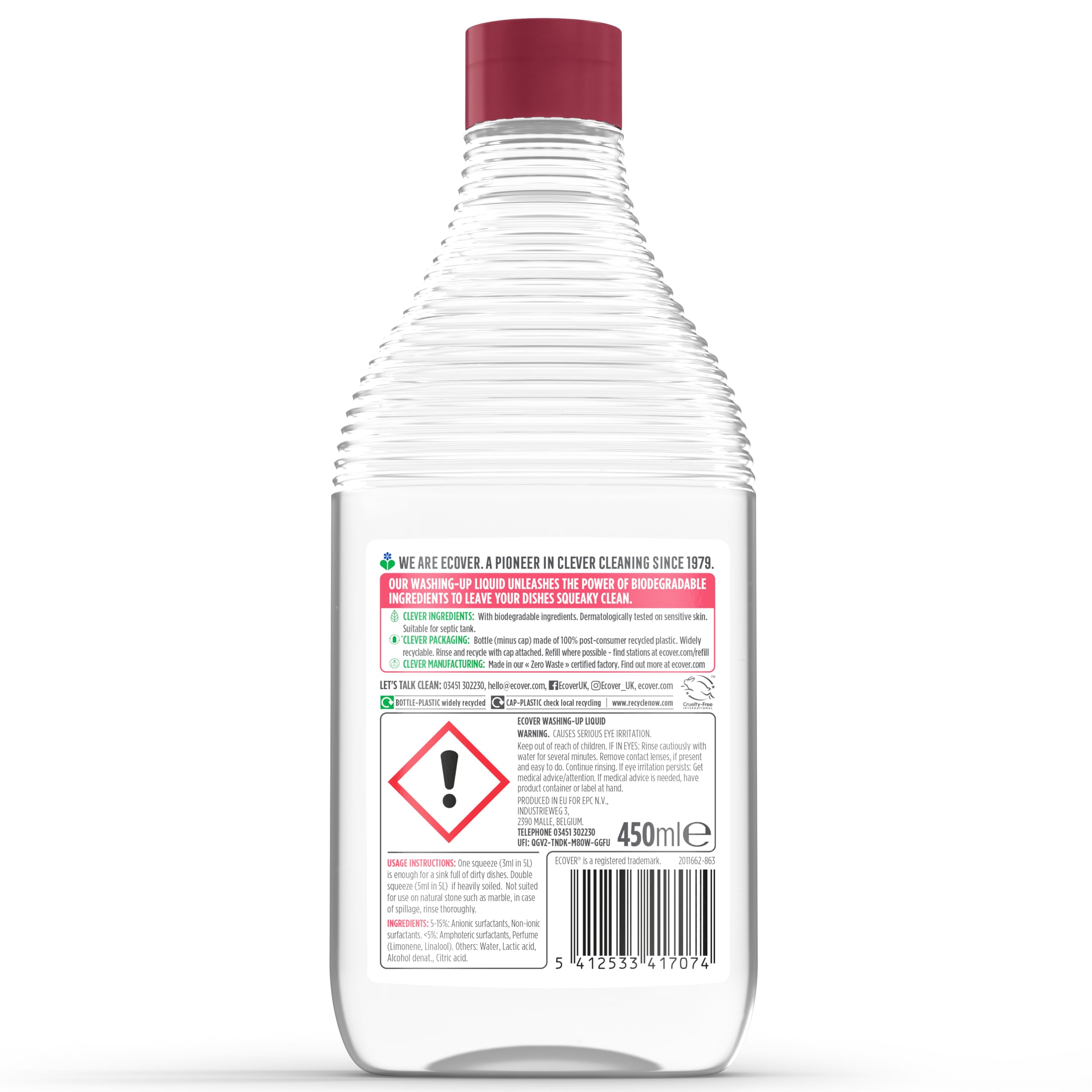 Ecover - Washing Up Liquid Dishwashing Soap, Tough on Grease, Fresh Scent 6