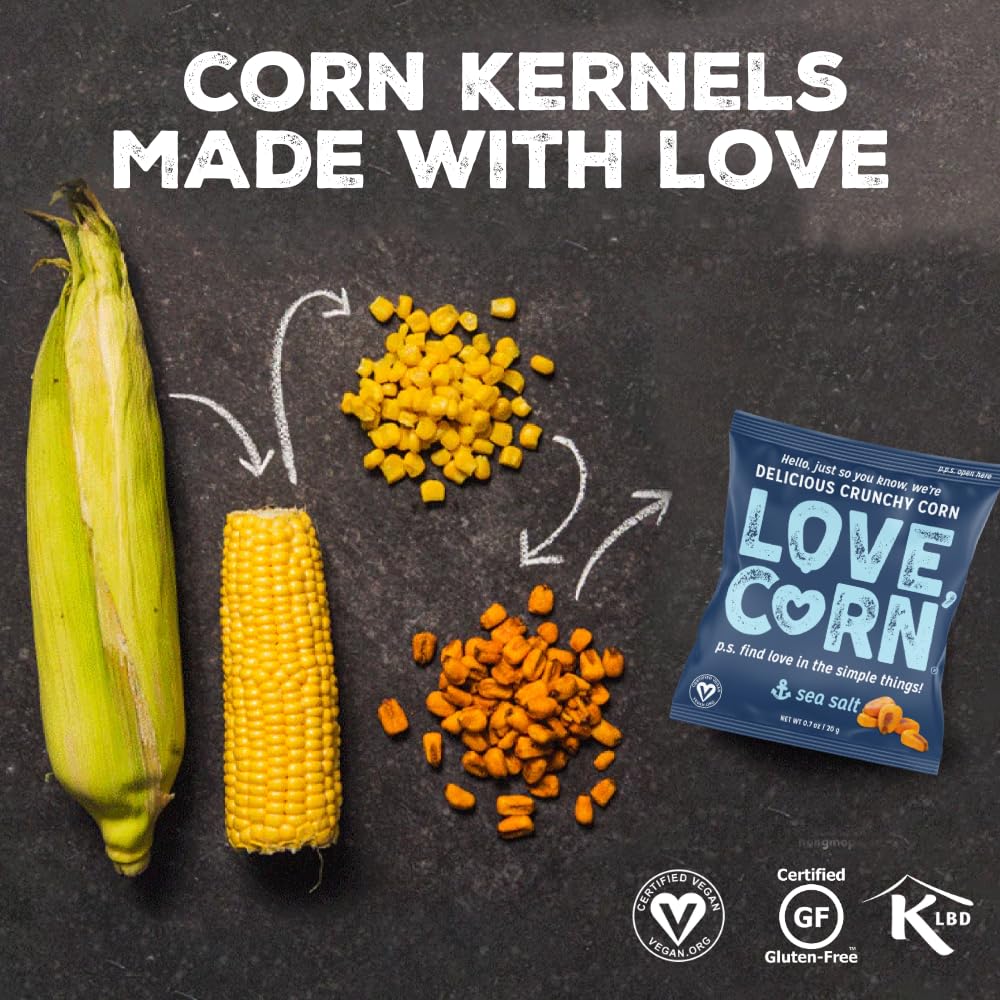 LOVE CORN Sea Salt Crunchy Corn Snack 45g x 10 Bags – Vegan Gluten Free Healthy Snack 7