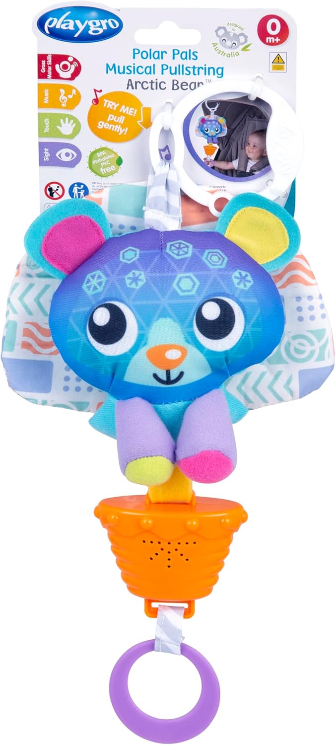 Playgro Polar Pals Musical Pull String Bear Soft Baby Toy - Soothing Tunes for 0-12 Months 4