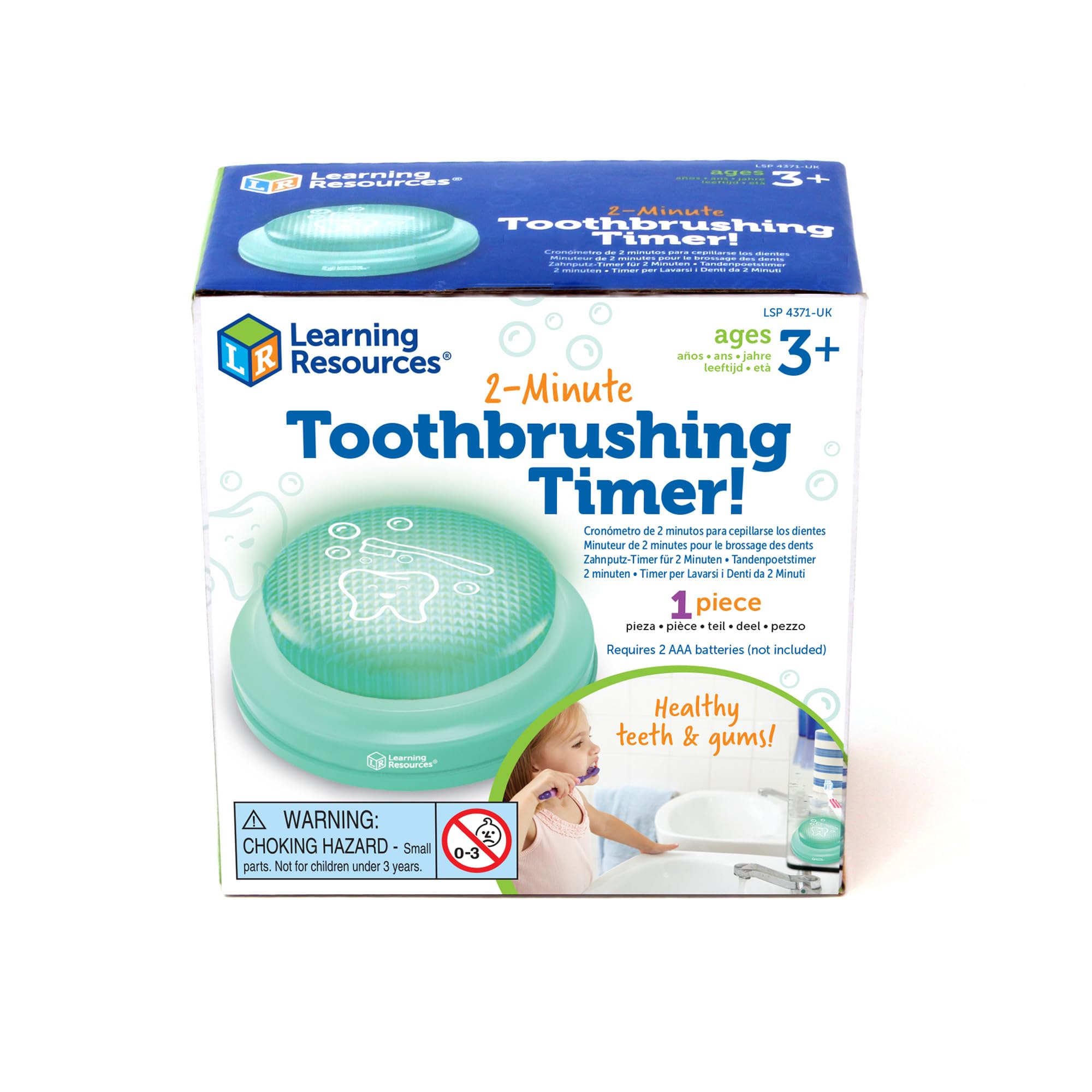 Learning Resources 2-Minute Toothbrushing Timer - Kids’ Dental Timer with Light & Sound for Ages 3+