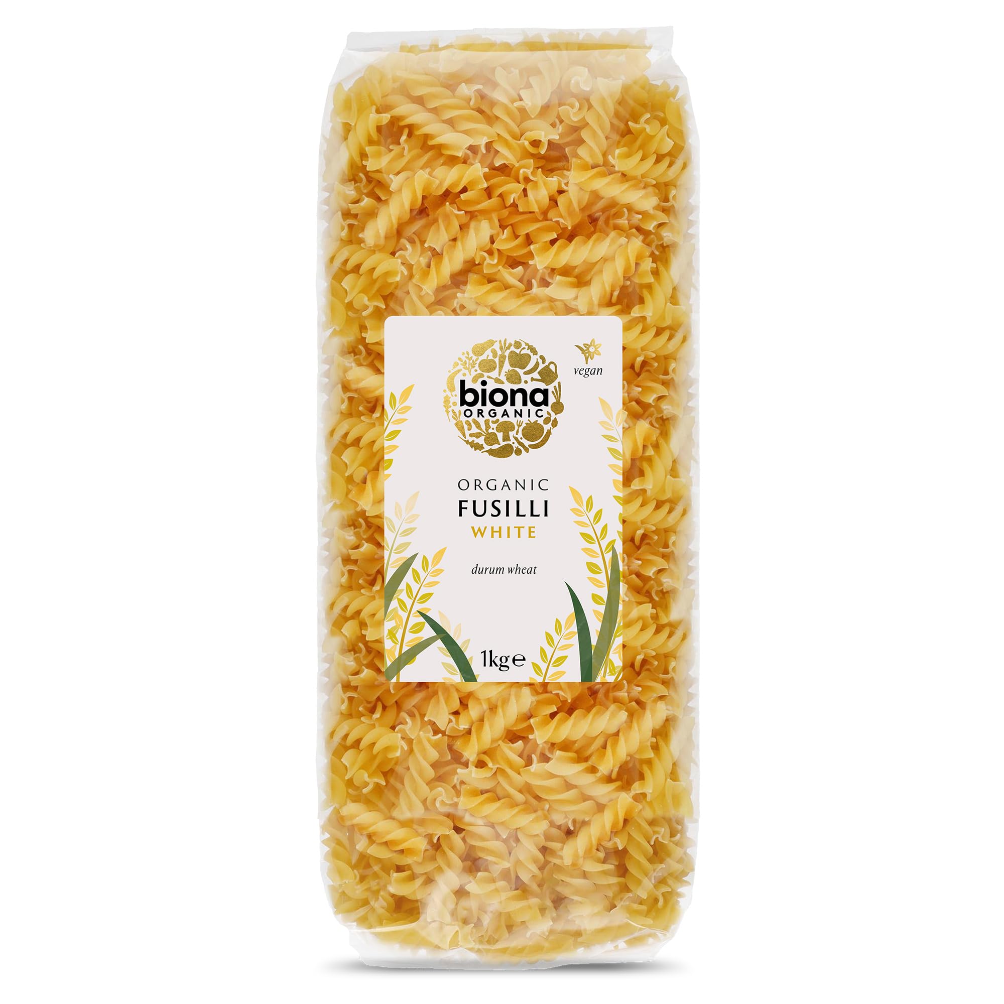 Biona Organic White Fusilli Pasta - 1kg Pack | Made with Italian Durum Wheat | Bronze Extruded