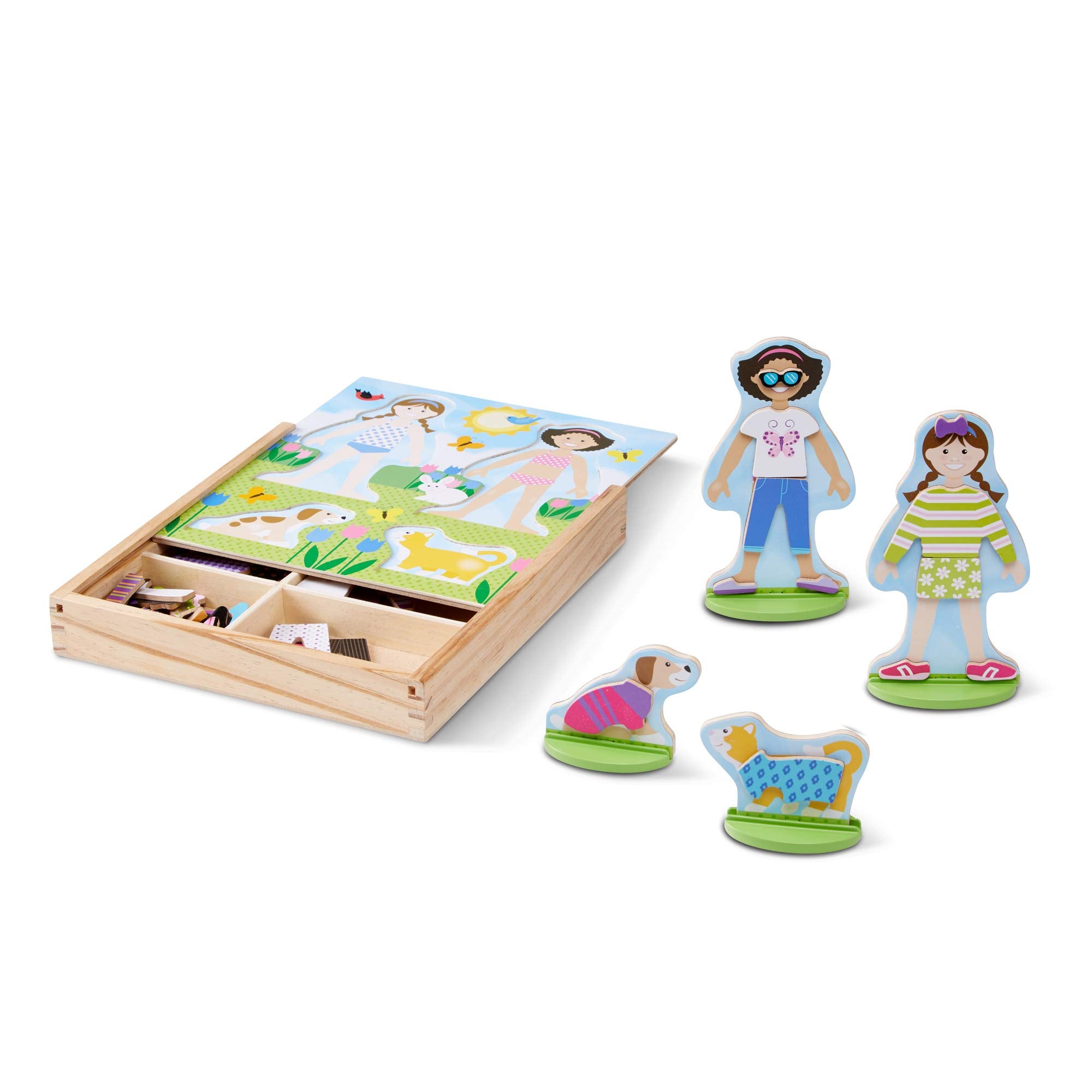 Melissa & Doug Best Friends Magnetic Dress-Up Doll Set - 78-Piece Wooden Playset for Kids Age 3+ 5