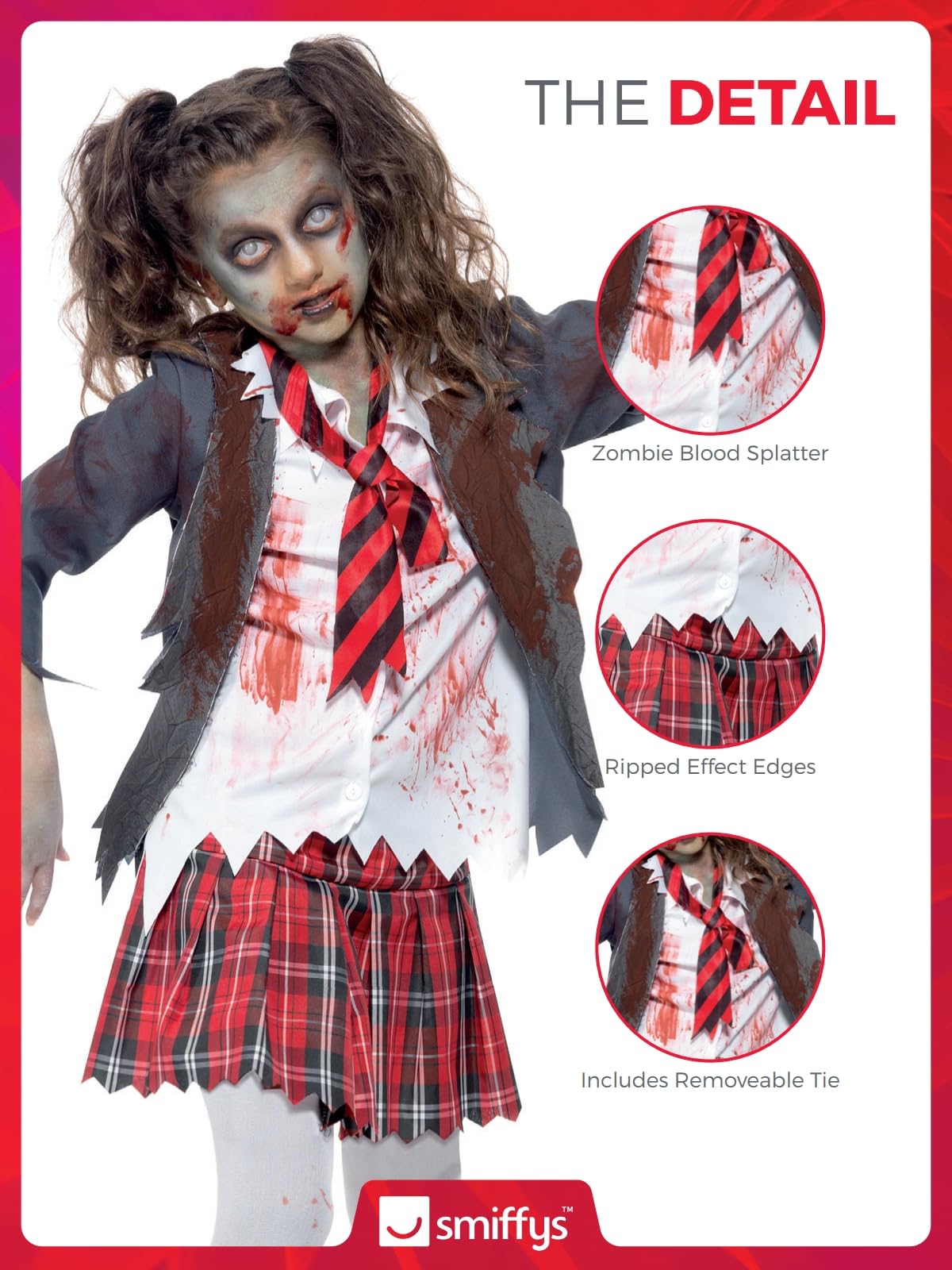 Smiffys Zombie School Girl Costume - Ages 10-12 7