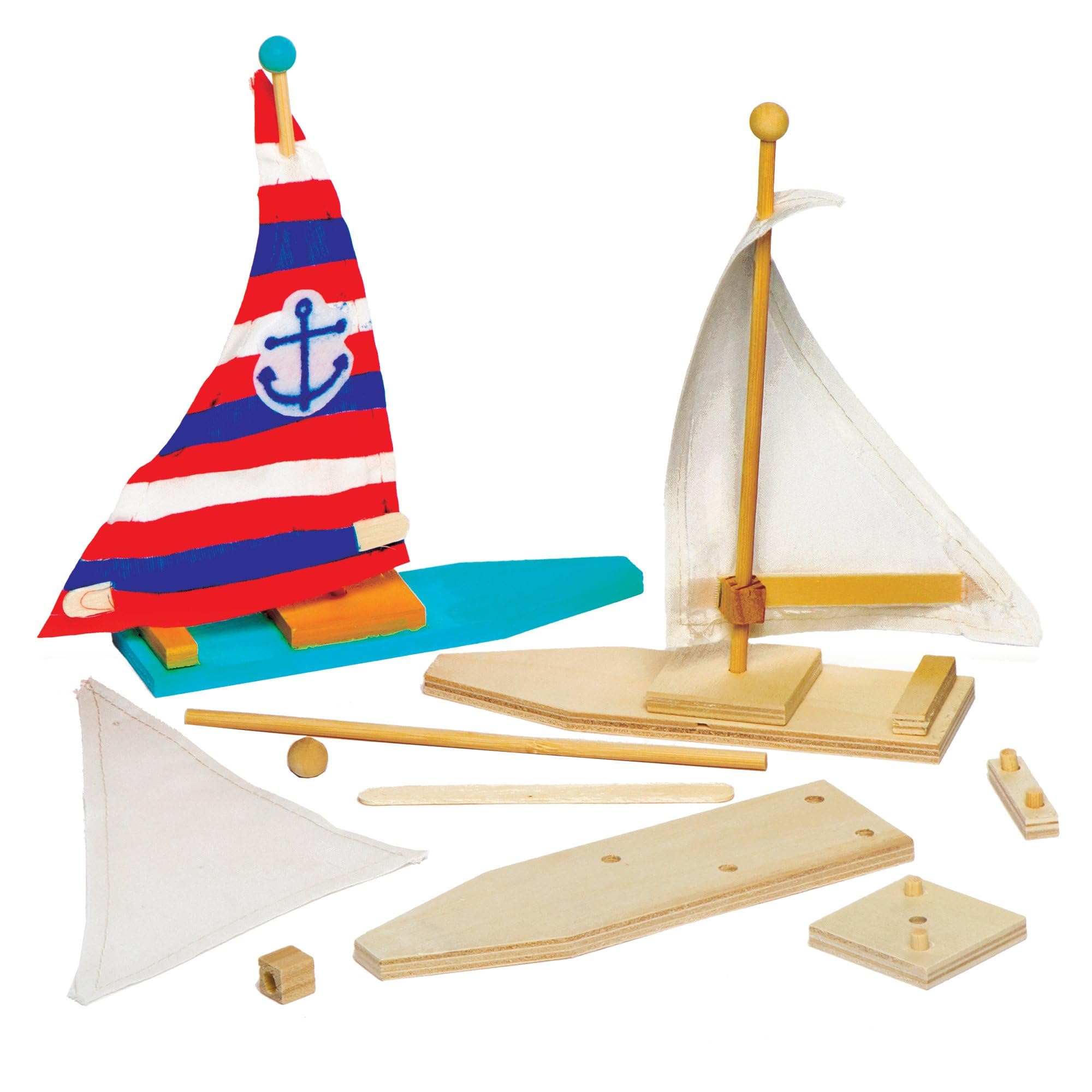 Baker Ross Wooden Sailboat Kits - Pack of 2 | Craft Kit | Plywood