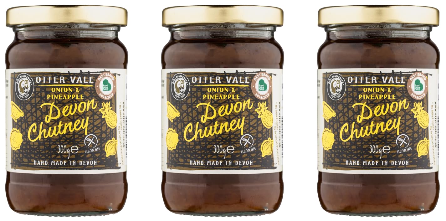 Otter Vale Devon Onion & Pineapple Chutney - Gluten-Free, Award-Winning | 3 x 300g Jars