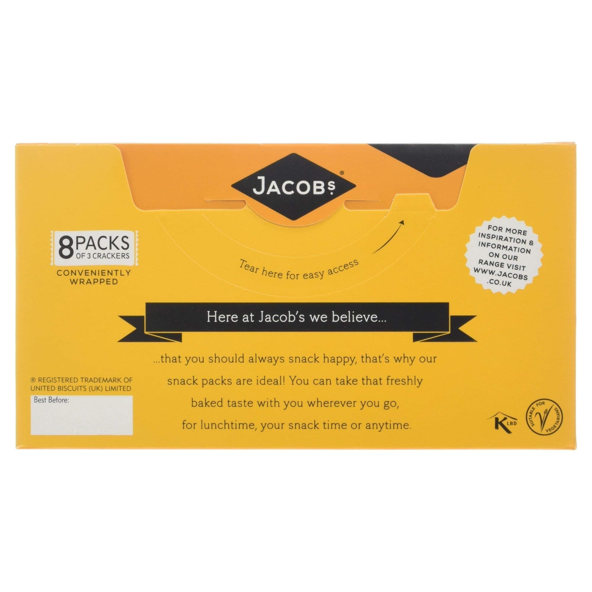 JACOB'S Cream Cracker Multipack 8 Snack Packs, 185 g 6
