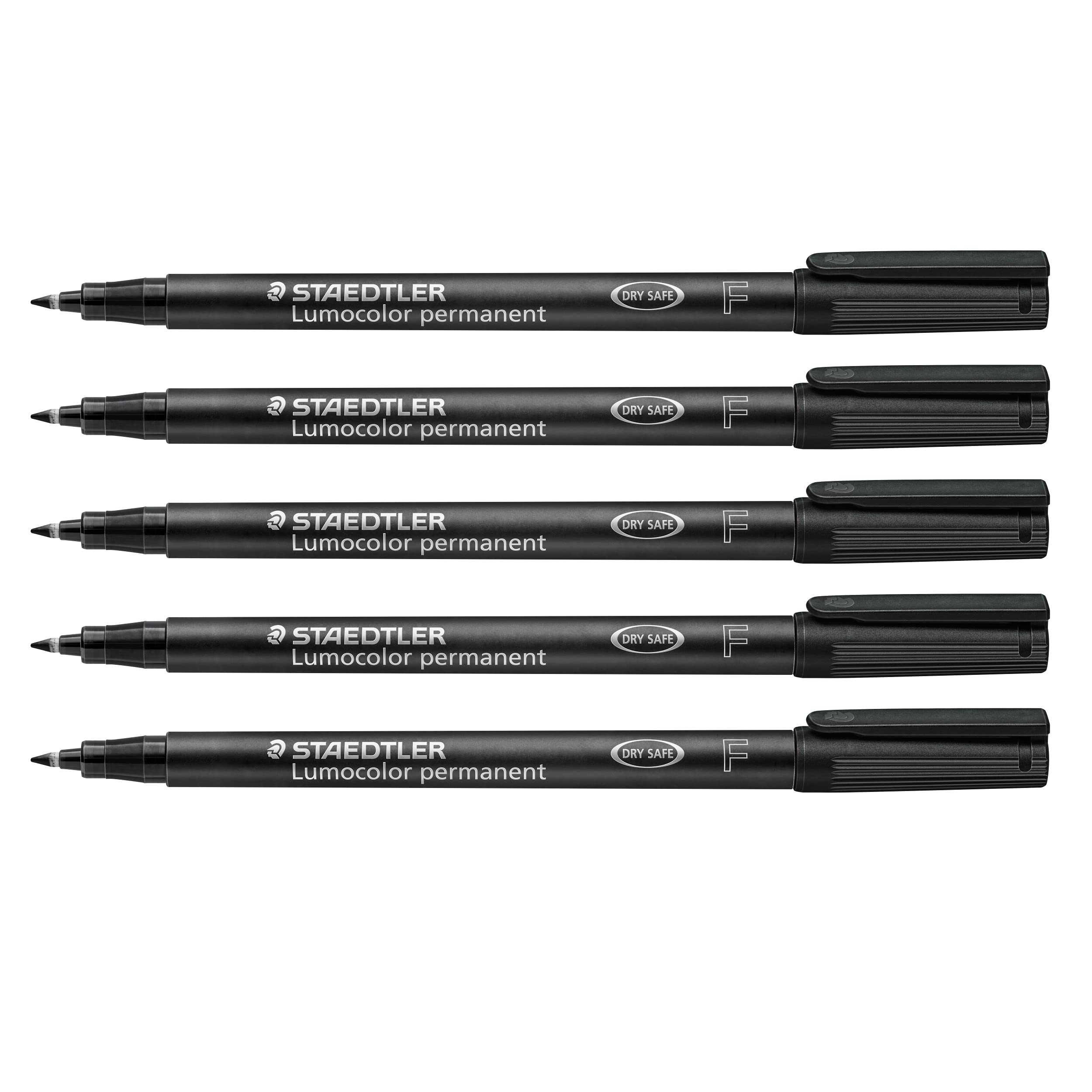 STAEDTLER Lumocolor Permanent Markers - Smudge-Proof & Waterproof | 5 Pack, Fine 0.6mm, Black