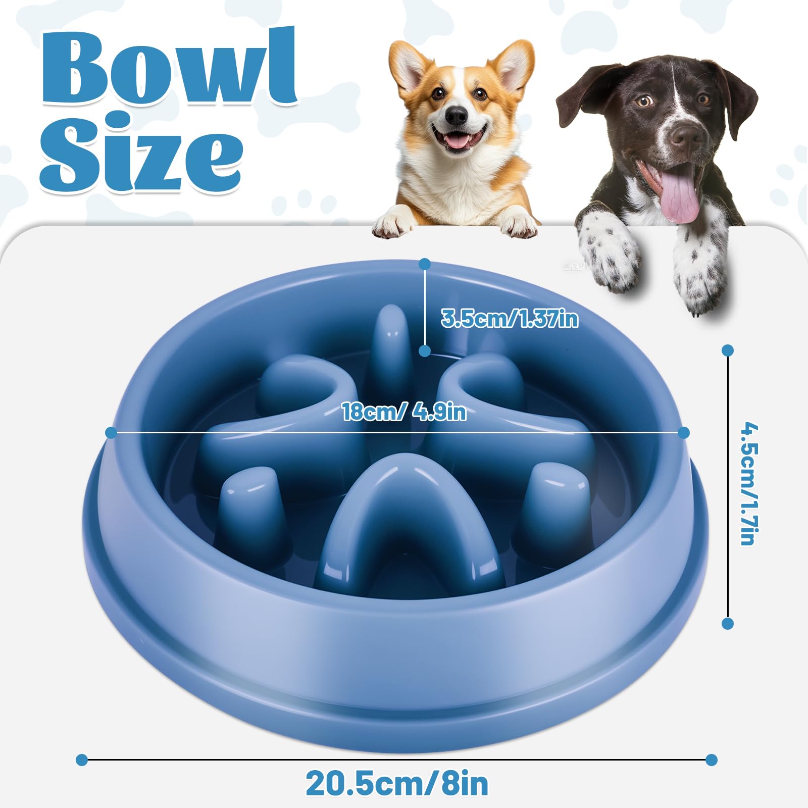 elzle Slow Feeder Dog Bowl - Anti Choke, Anti-Slip, Blue 4