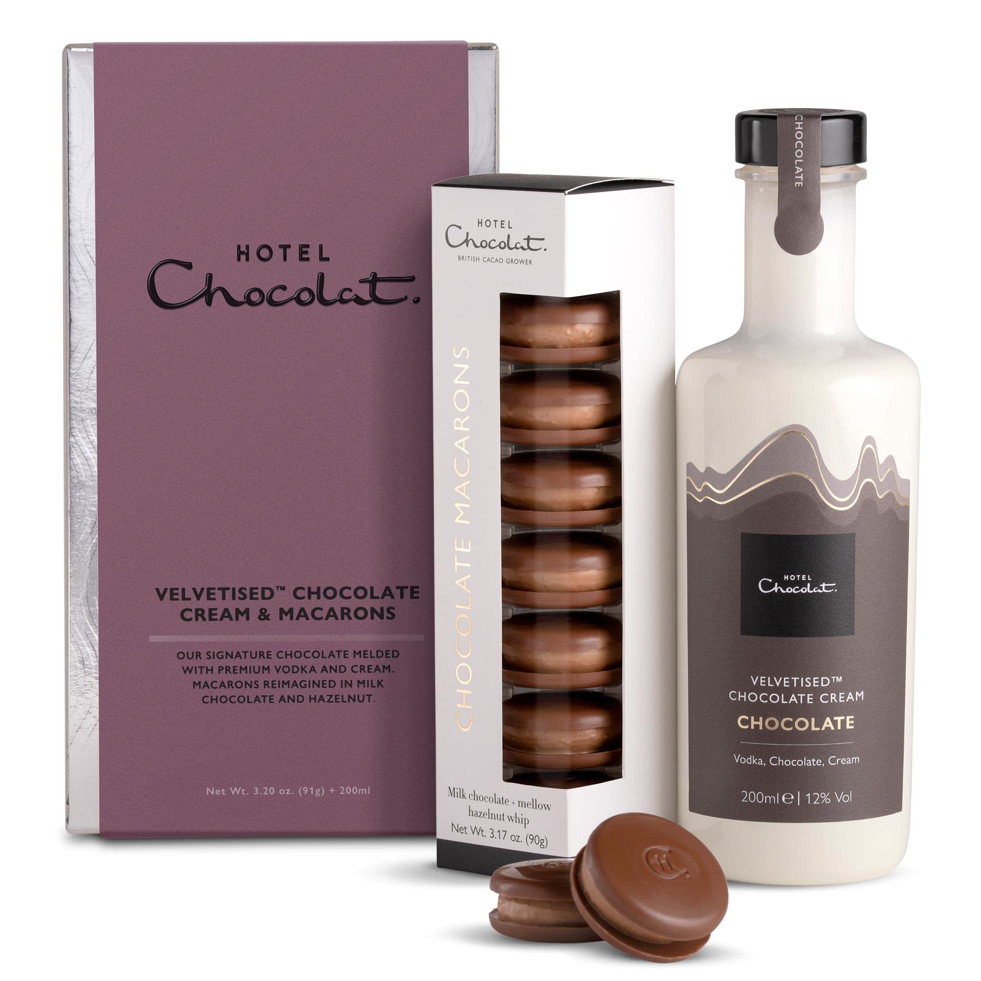 Hotel Chocolat Tipples & Treats: Velvetised Cream & Chocolate Macarons Gift Hamper
