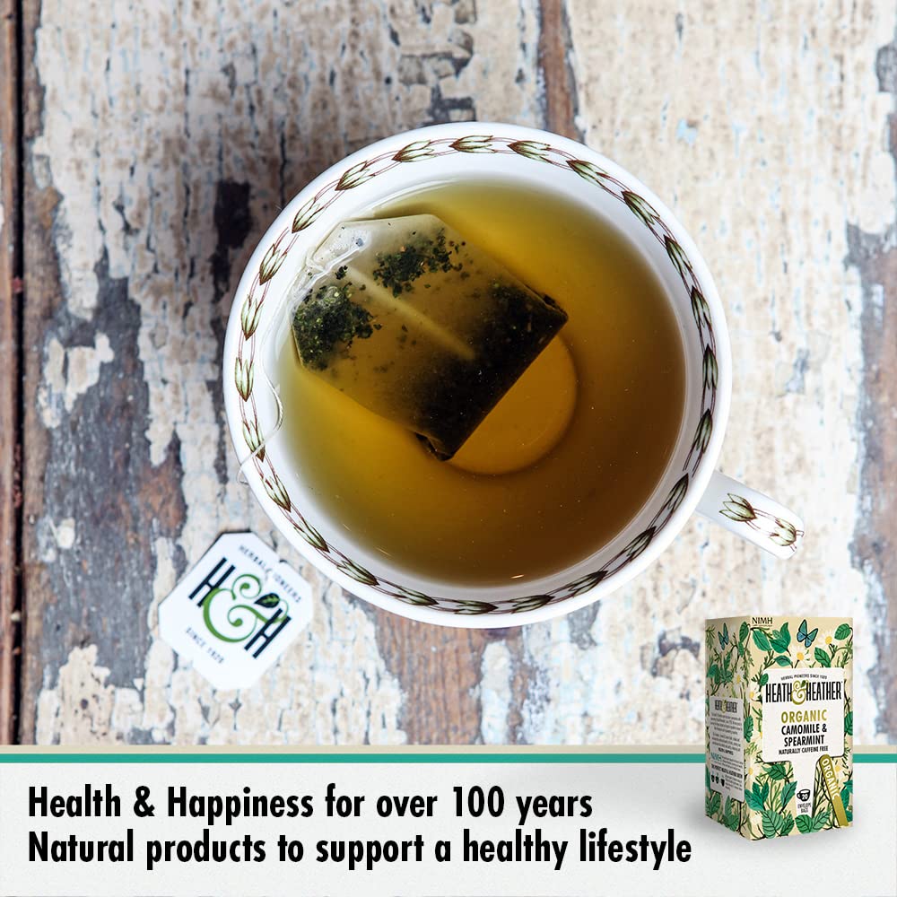 Heath & Heather - Organic Camomile & Spearmint Tea 20 Bags • Caffeine-Free Herbal Infusion 5
