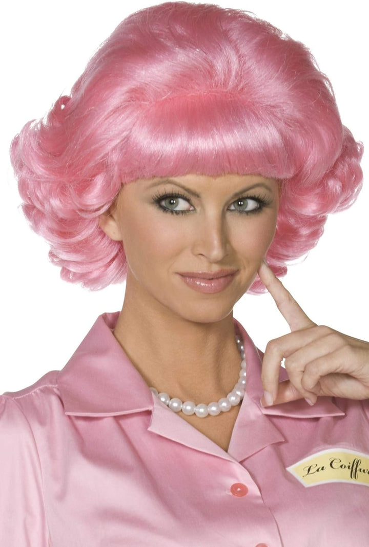 Smiffys Grease Frenchy Short Curly Pink Wig (42127)