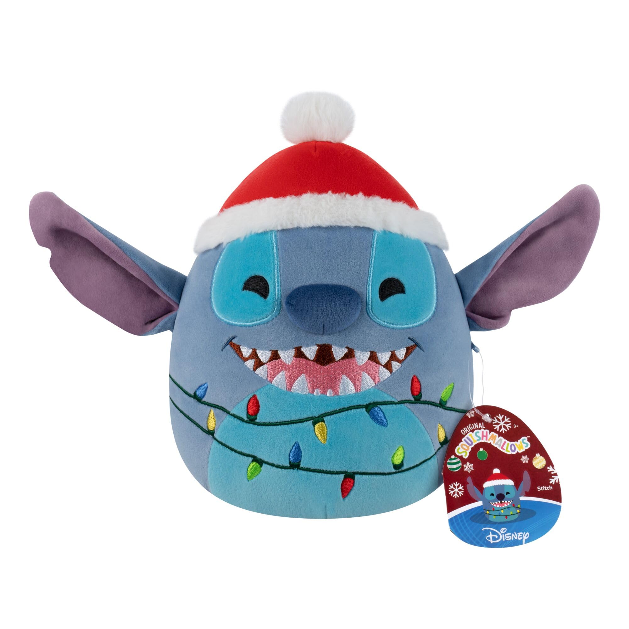 Squishmallows 8-Inch Holiday Stitch with Santa Hat - Disney Plush Toy 7