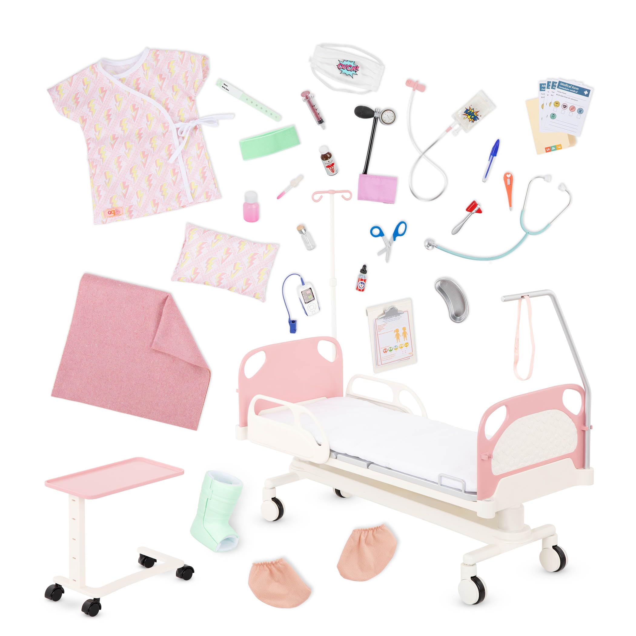 Our Generation Get Well Bed - 40-Piece Doll Hospital Playset | Adjustable Bed | Includes Medical Accessories 1