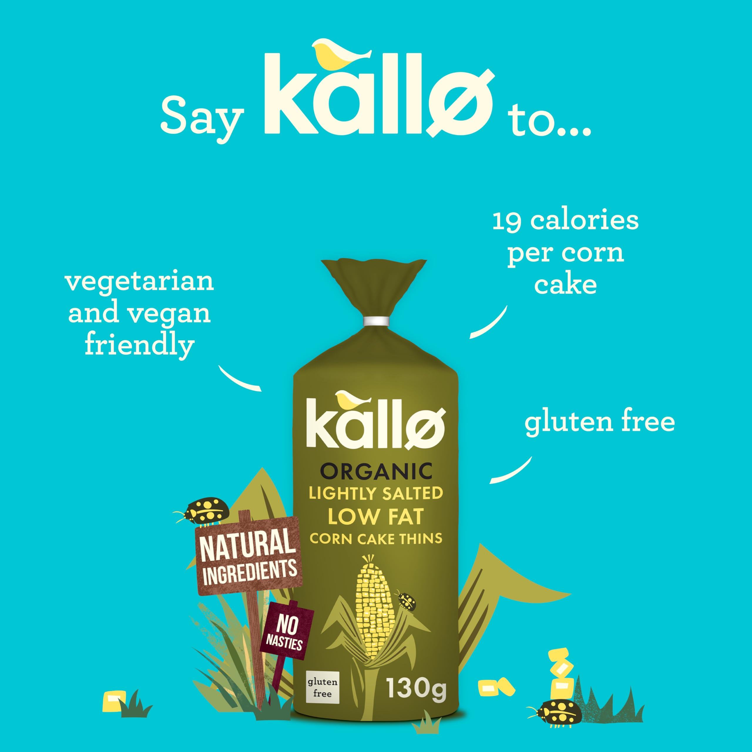 Kallo Lightly Salted Corn Cakes - 130g | Gluten-Free | Vegetarian & Vegan
