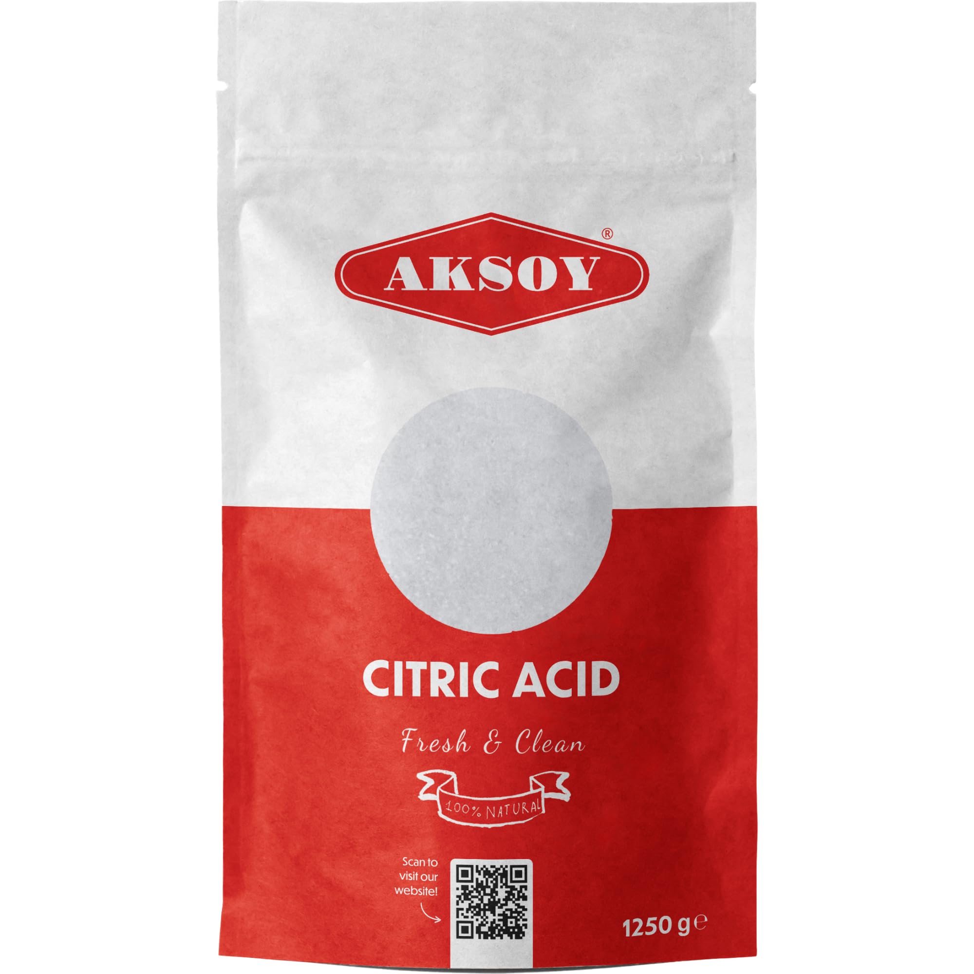 AKSOY Food Grade Citric Acid - Anhydrous Non-GMO De-Scaler | 1.25kg Granule