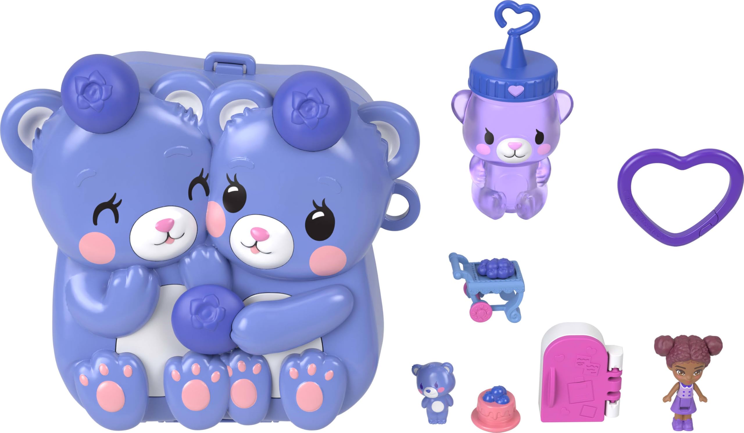 Polly Pocket Blueberry Besties Compact Playset - Includes 1 Micro Doll & 8 Accessories | Ages 4+