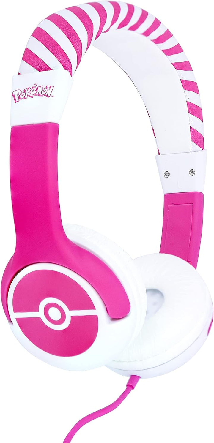 OTL Technologies Kids Headphones - Pokémon Pink Pokéball for Ages 3-7 Years - Universal 3.5mm Jack