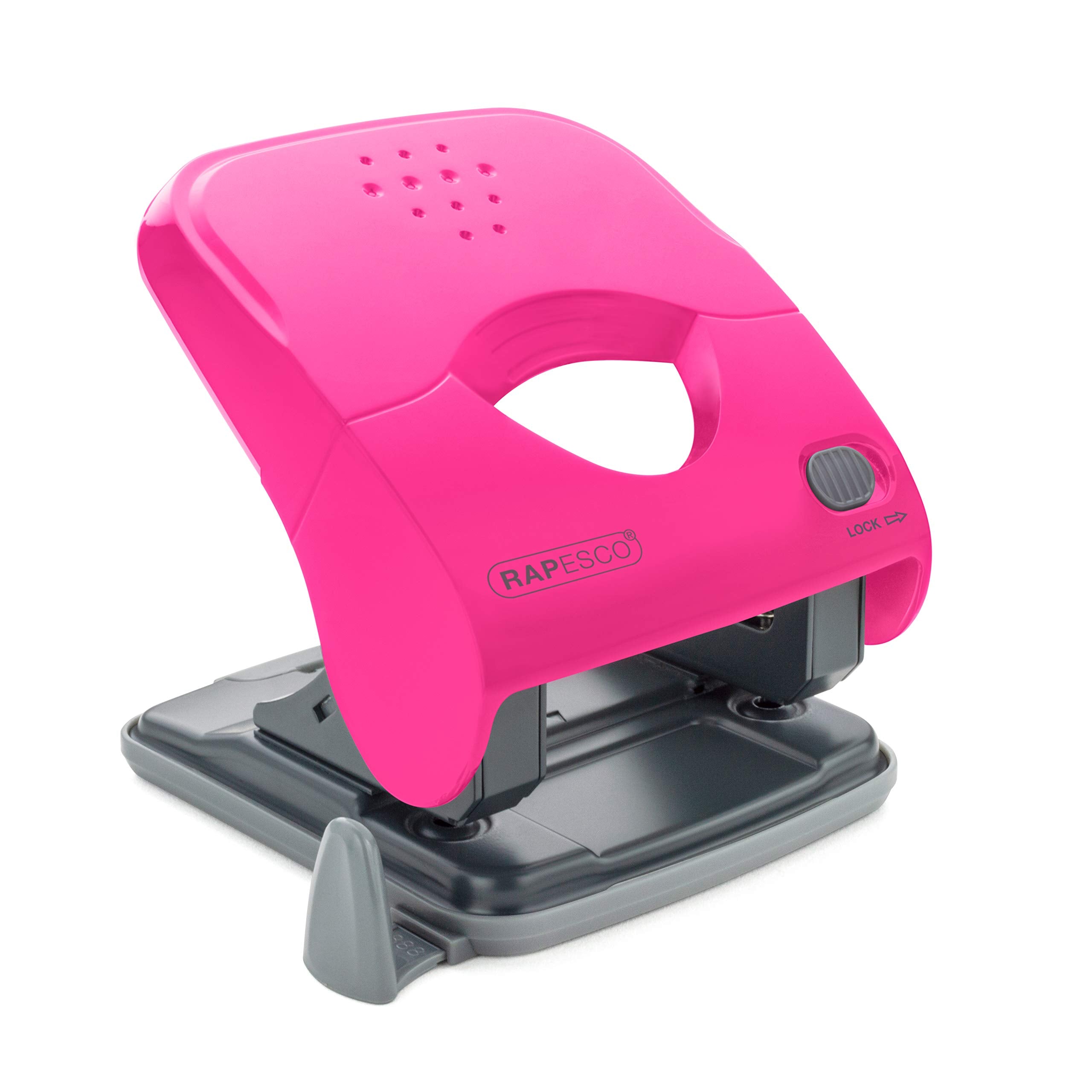 RAPESCO X5-40ps Less Effort 2 Hole Punch - 40 Sheet Capacity | 5.5mm Holes | Hot Pink