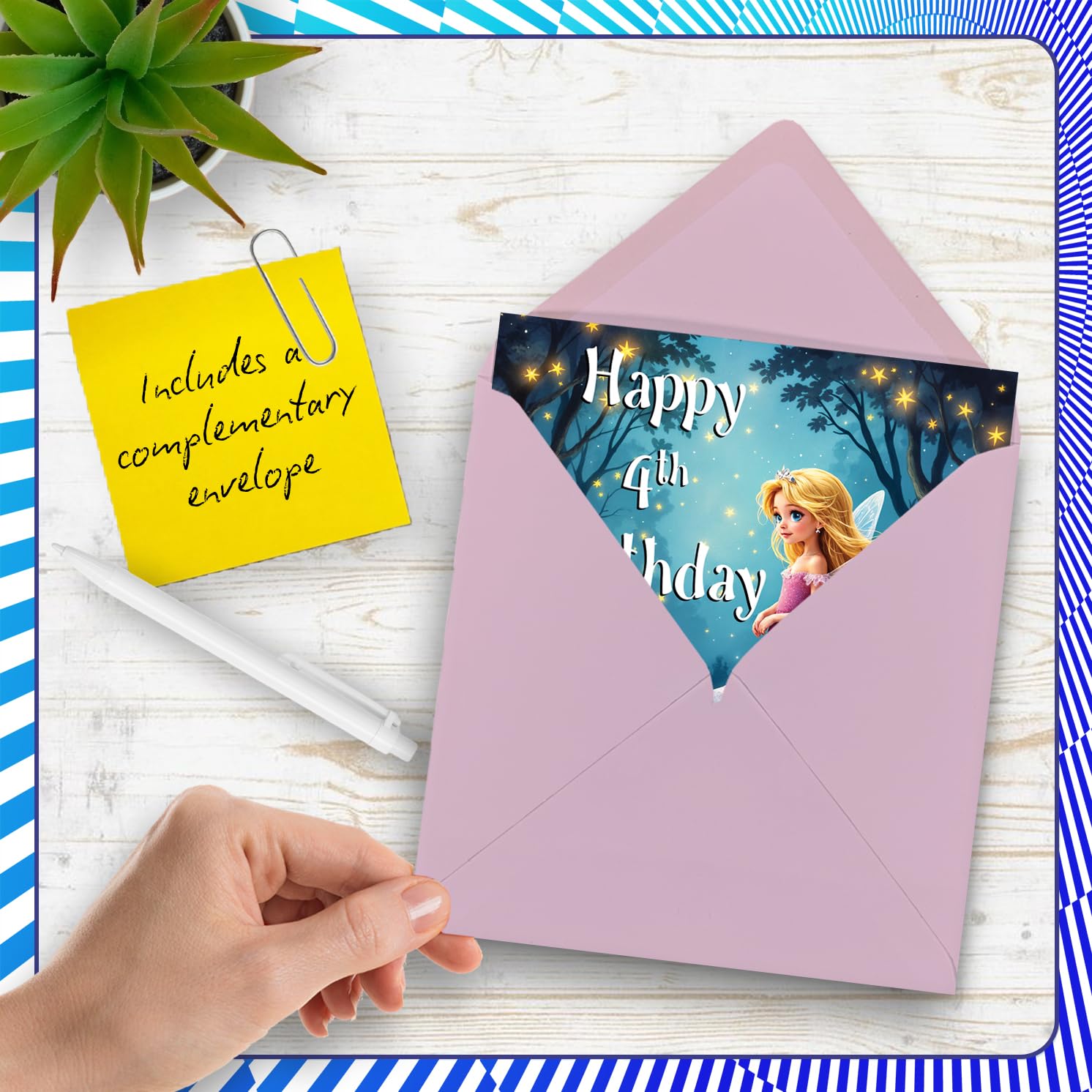Stuff4 Fairy Garden 4th Birthday Card for Girls | Blank Inside | 145mm x 145mm 5