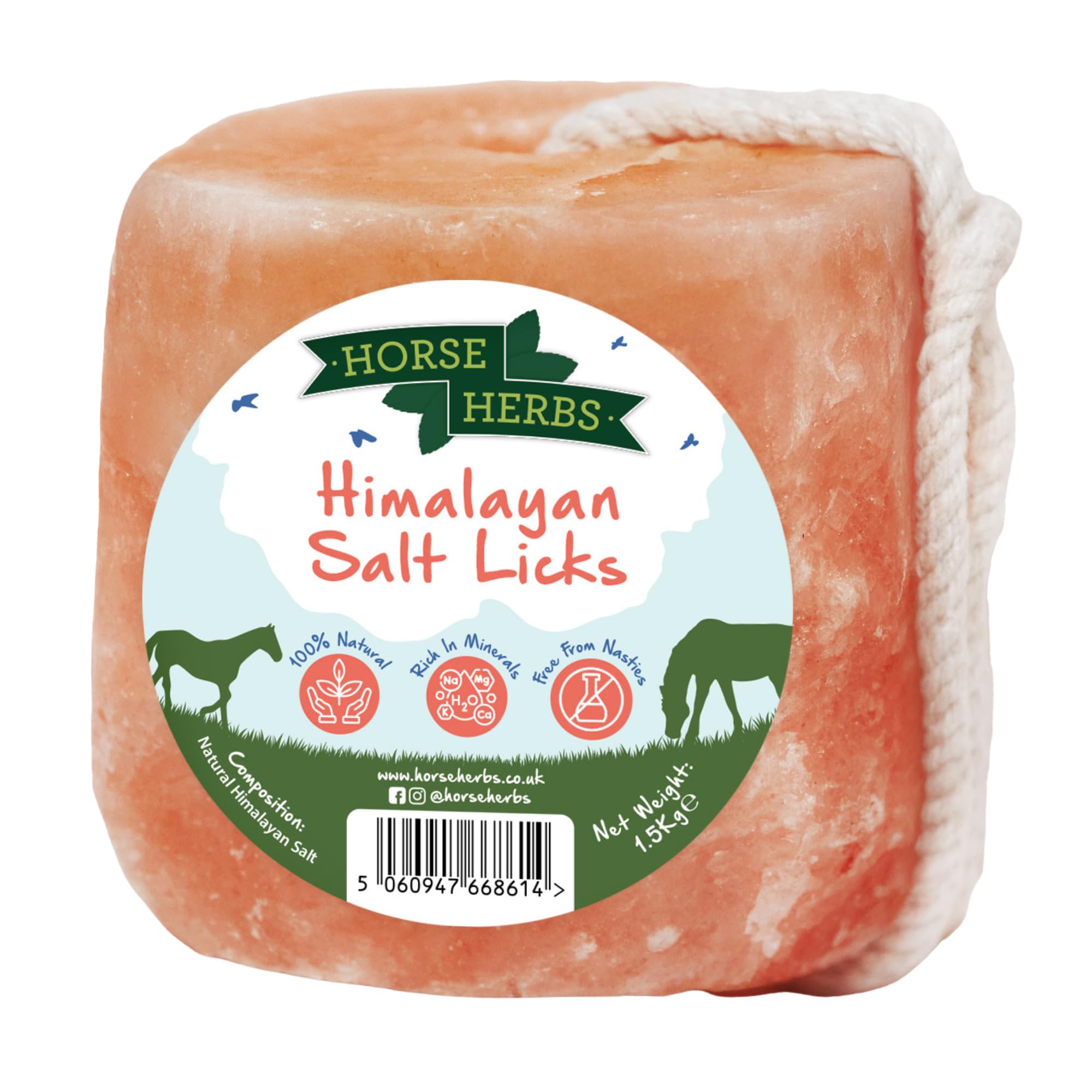 Horse Herbs Himalayan Salt Lick - 1.5kg Natural Equine Supplement for Hydration & Minerals