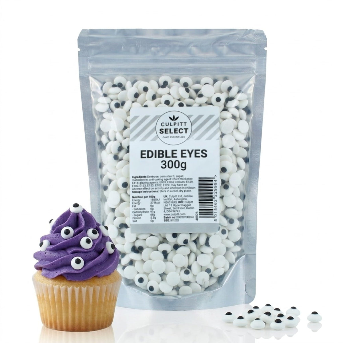 Culpitt Select Edible Eyes - 300g Pouch | Sugar Decorations | Ideal for Cakes & Cupcakes