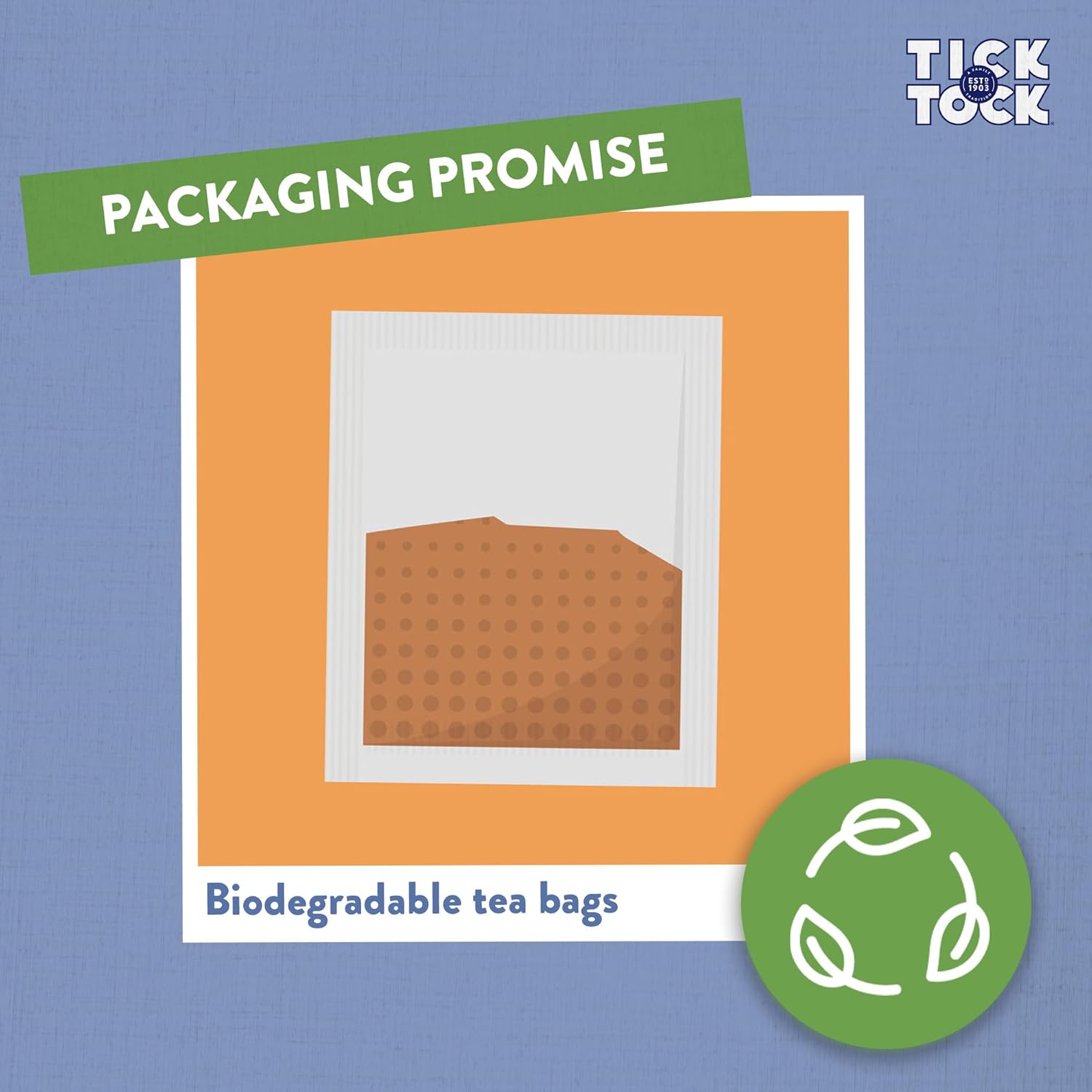 Tick Tock Organic Rooibos Tea, Caffeine-Free, 160 Tea Bags (4 x 40)