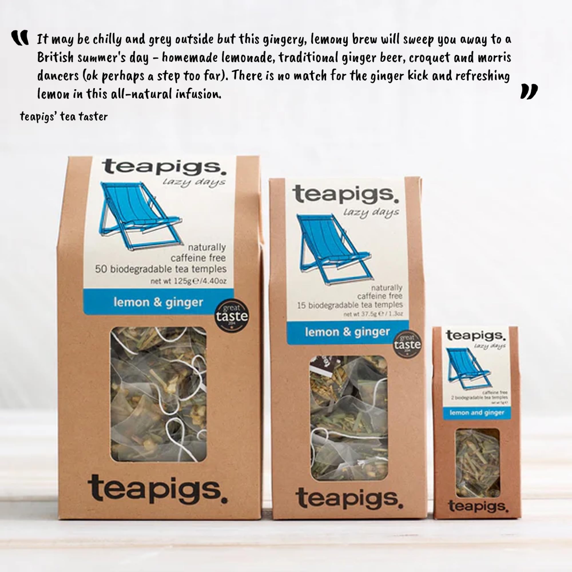 teapigs Lemon Ginger Herbal Tea Bags - 50 Biodegradable Tea Temples, Caffeine-Free with Ginger, Lemongrass & Lemon Peel 8