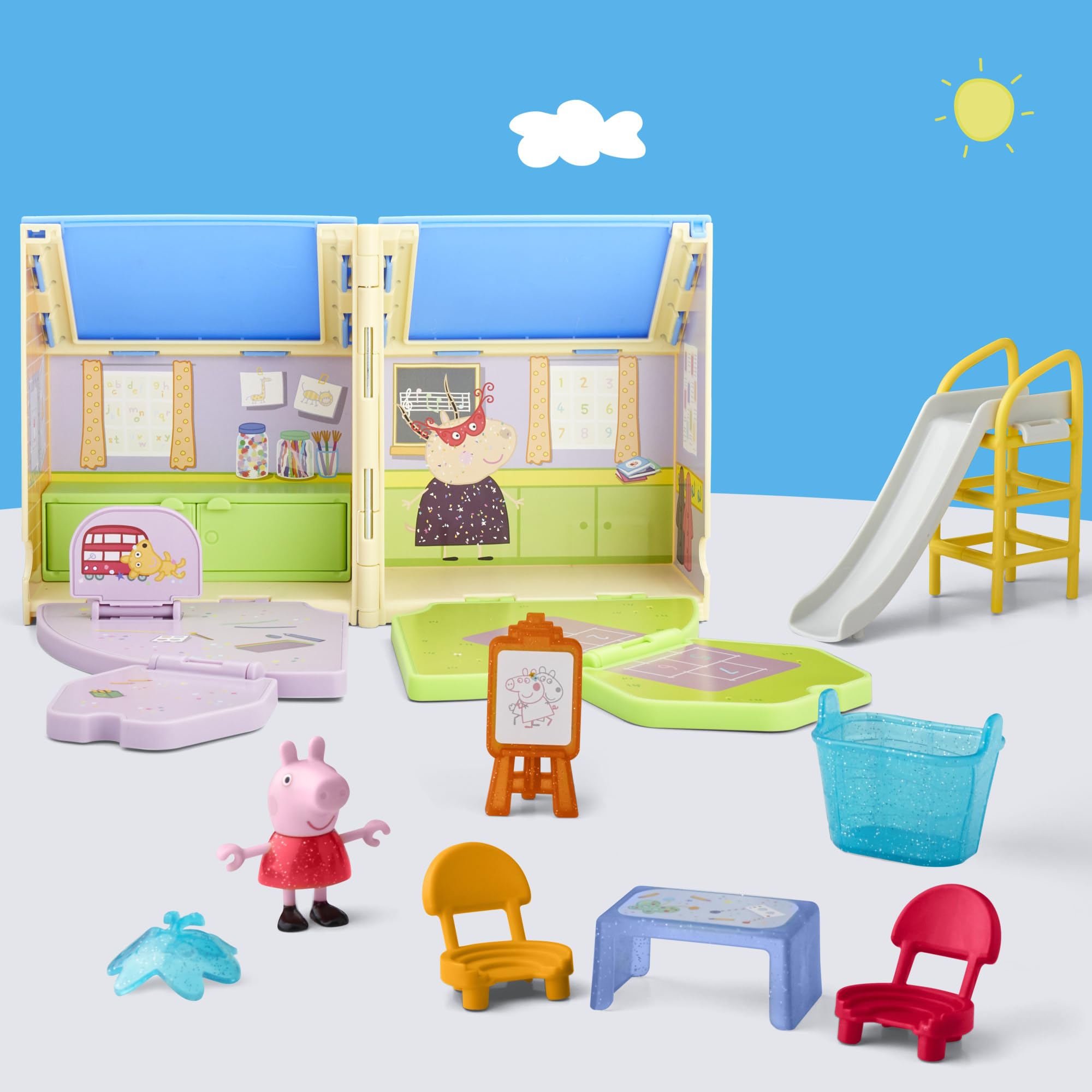 Peppa Pig Peppa's Pop-Open Playgroup Playset - Classroom & Playground Pretend Play for Ages 3+ 8