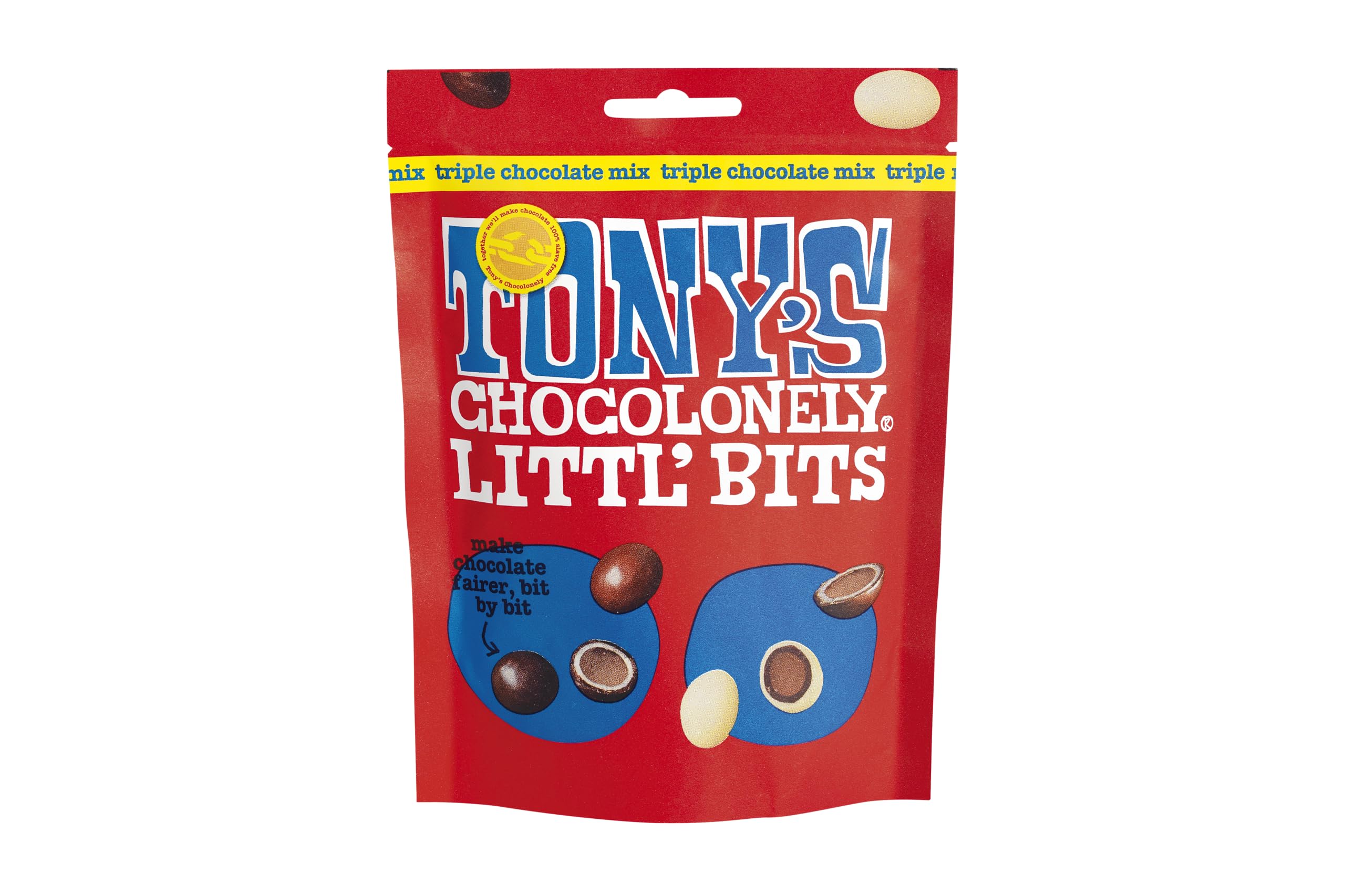 Tony's Chocolonely - Littl’ Bits Triple Chocolate Mix Balls - Mini Chocolate Treats in Sharing Pouch - 100g