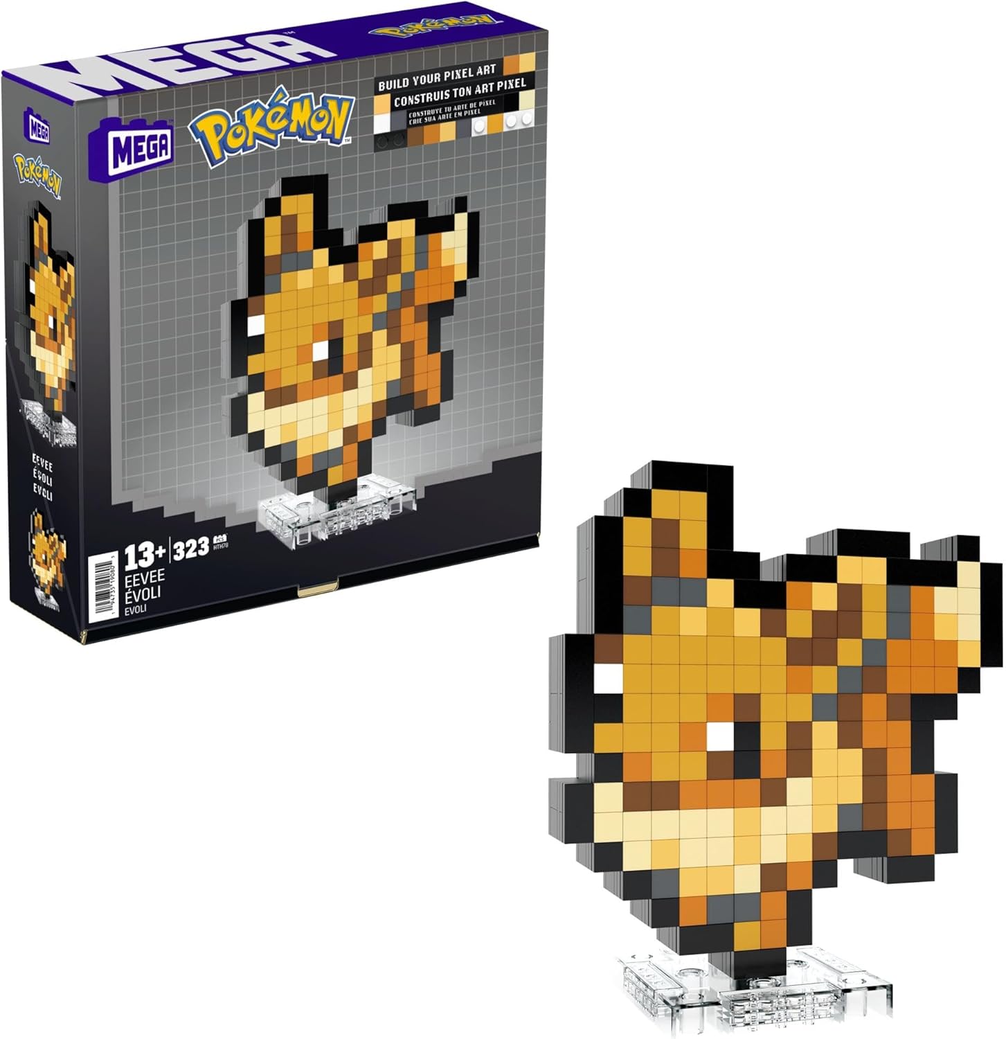 MEGA Pokémon Eevee Building Set - 323-Piece Pixel Art Action Figure for Adult Collectors