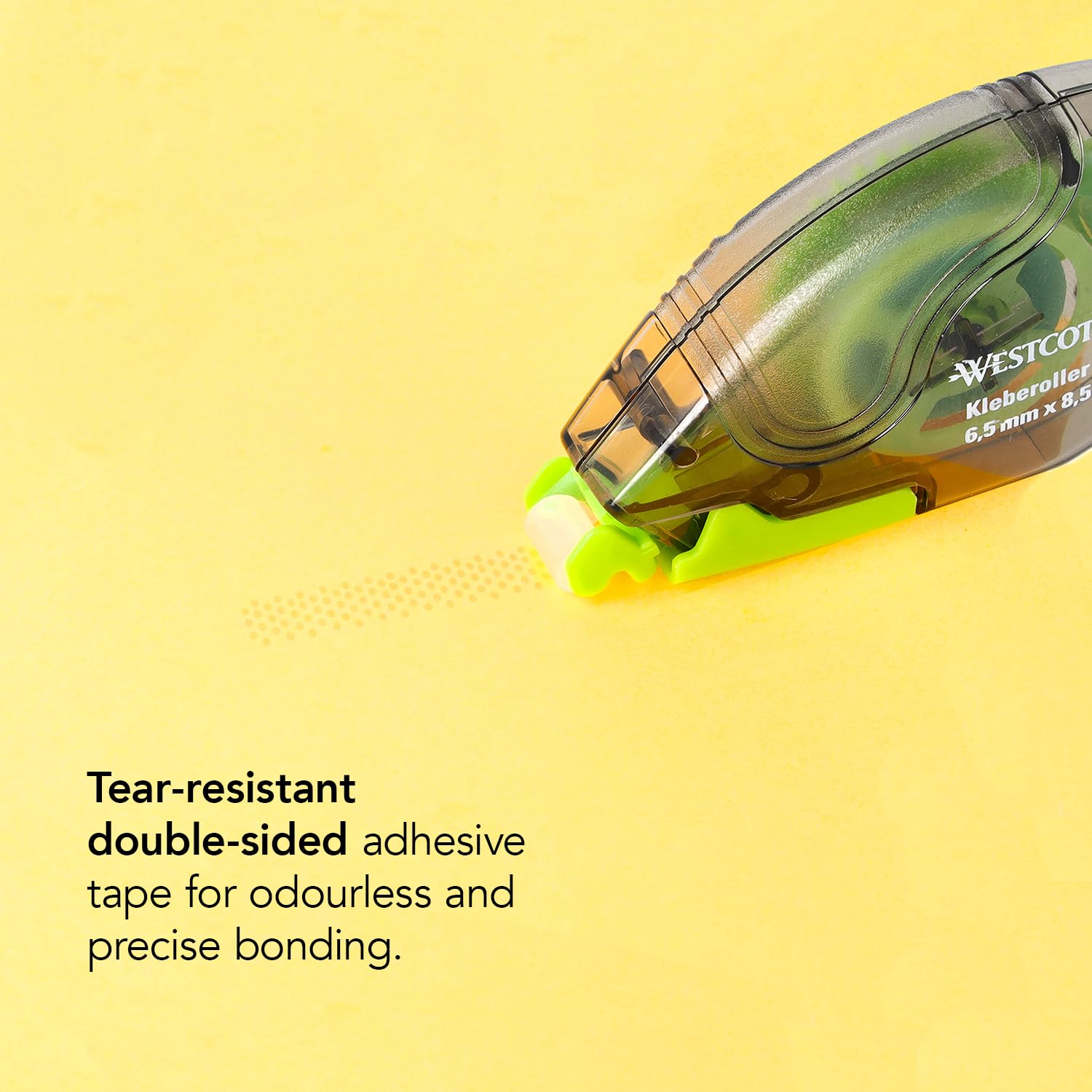 Westcott Permanent Double-Sided Adhesive Tape Dispenser | 8.5m x 6.5mm | Odourless 3