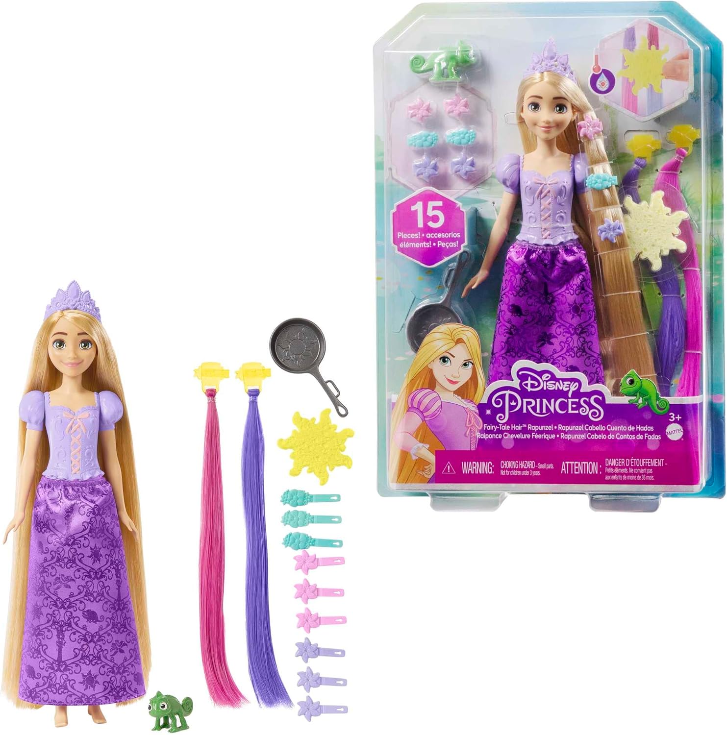 Disney Princess Rapunzel Doll with Color-Change Hair Extensions and Styling Accessories