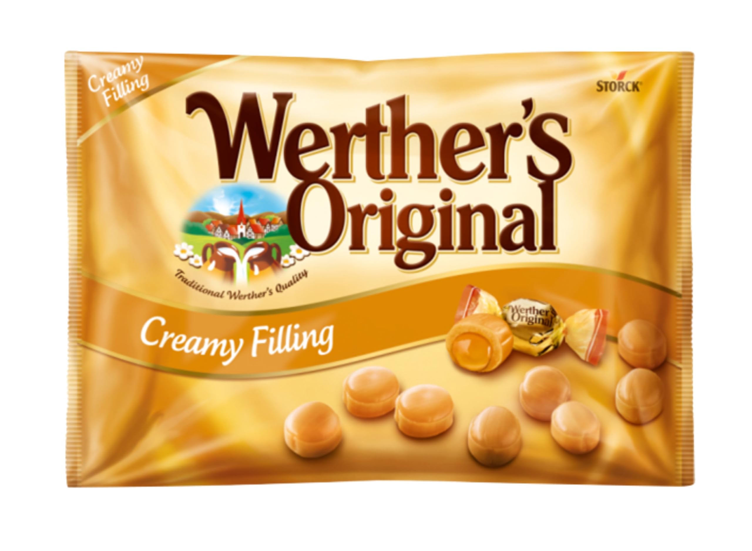 Werther's Original Creamy Filling Toffee - Classic Caramel with Cream Centre | 1 kg Bulk Pack
