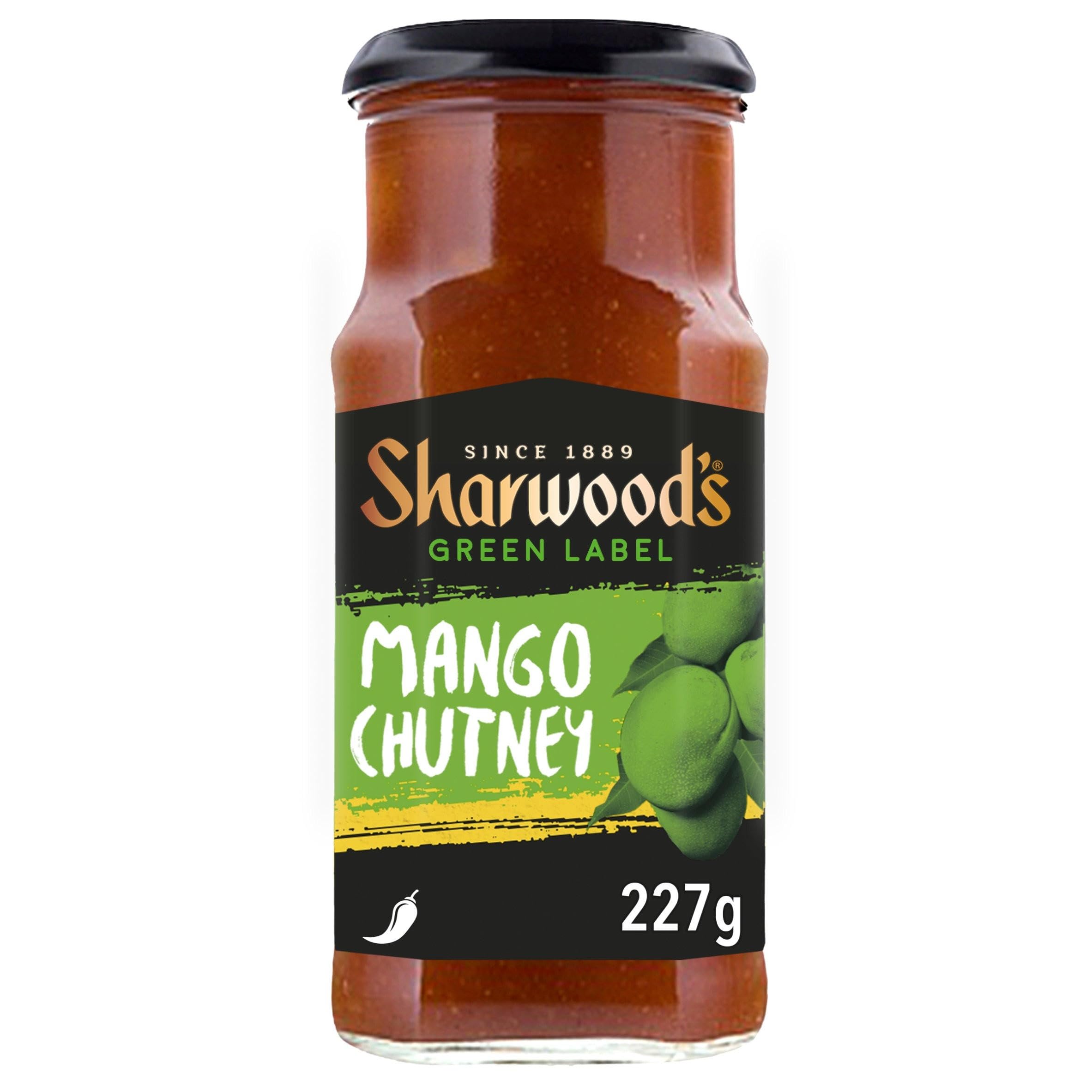 Sharwood's Indian Green Label Mango Chutney – Sweet & Tangy Indian Condiment, 227g Jar
