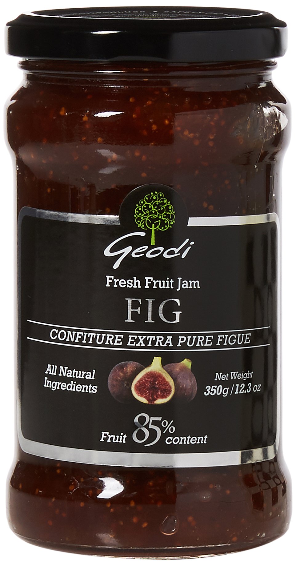 Geodi Pure Extra Fig Jam - 85% Fruit Content | Natural Ingredients | 350g Jars (Pack of 2) 1